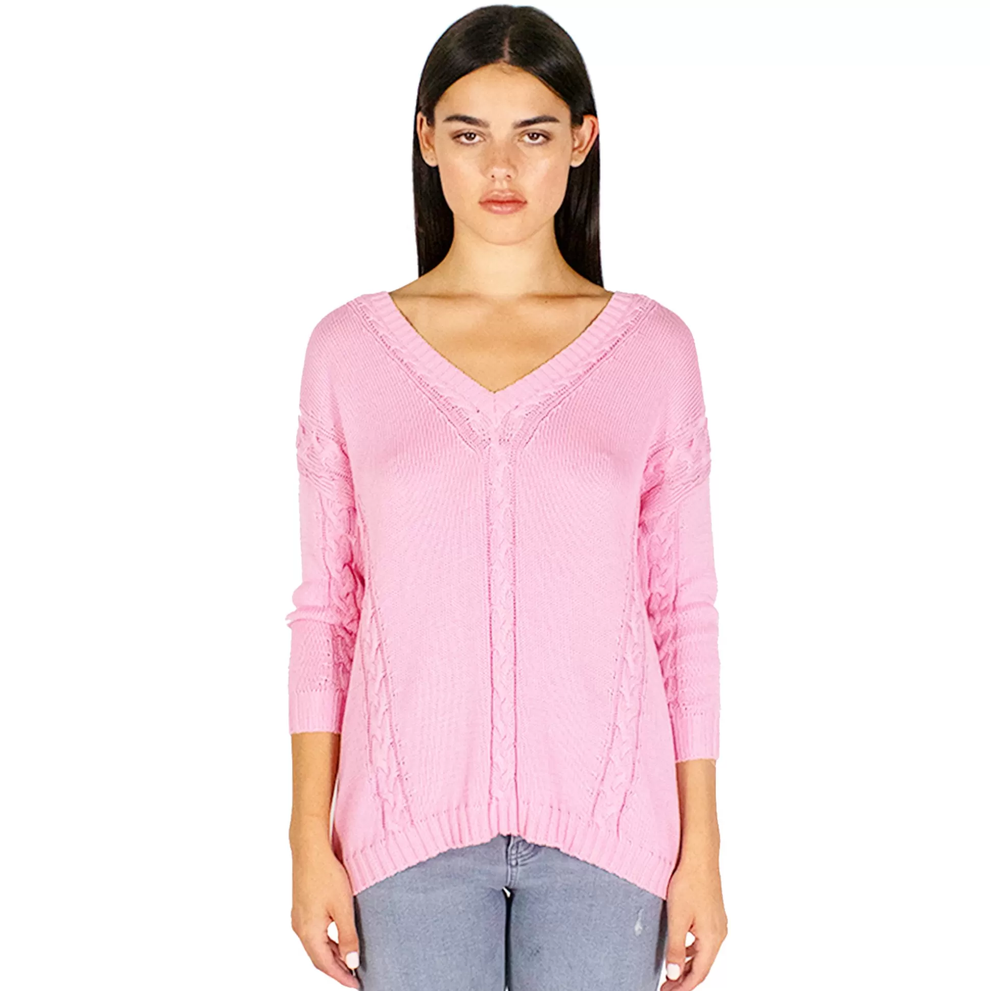 Autumn Cashmere Angled Cable V-Neck In Dogwood<Women Sweaters