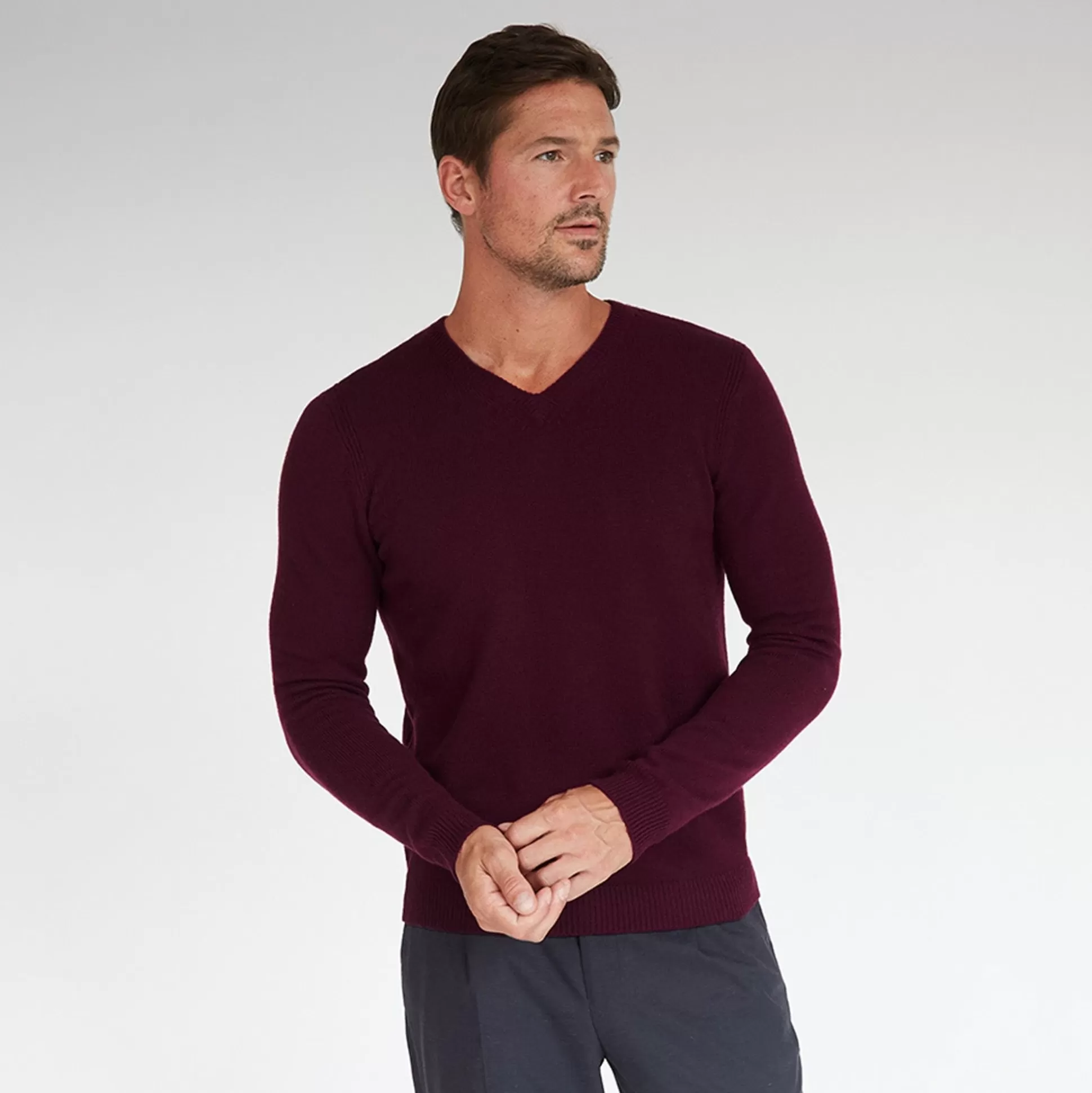 Autumn Cashmere Basic V-Neck In Lava Burgundy<Men Clothing