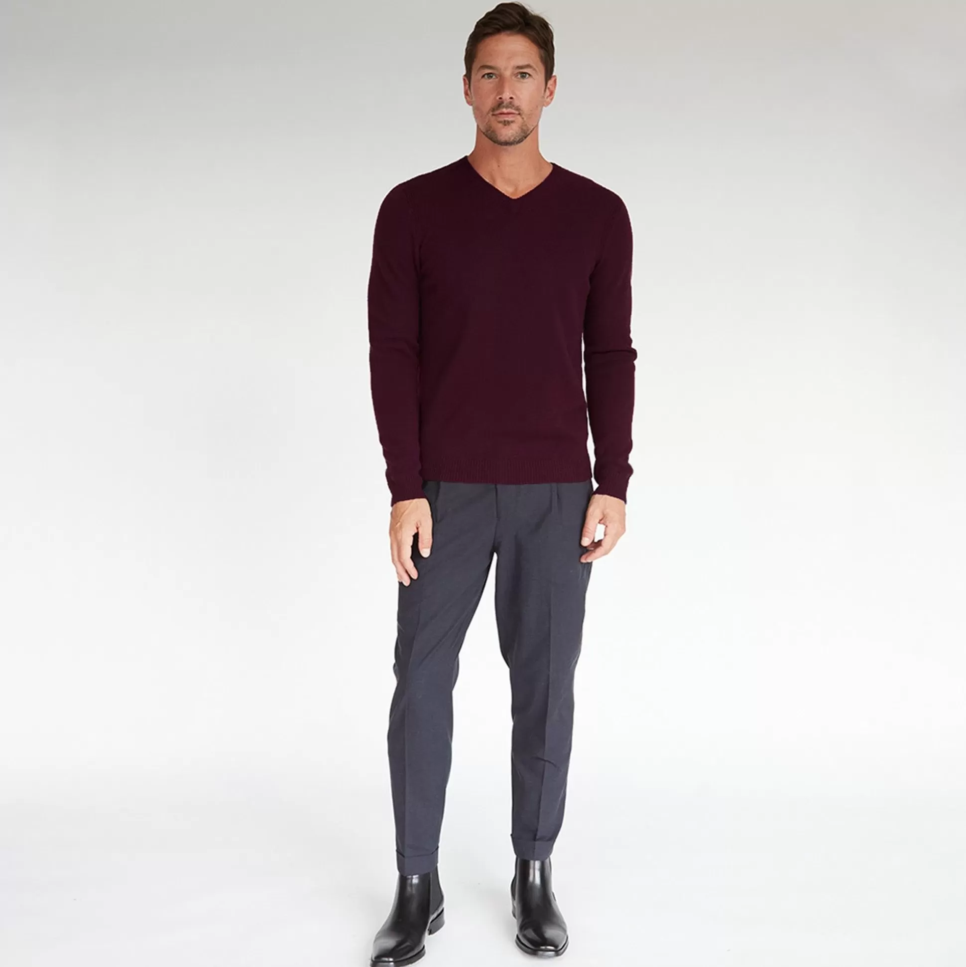 Autumn Cashmere Basic V-Neck In Lava Burgundy<Men Clothing