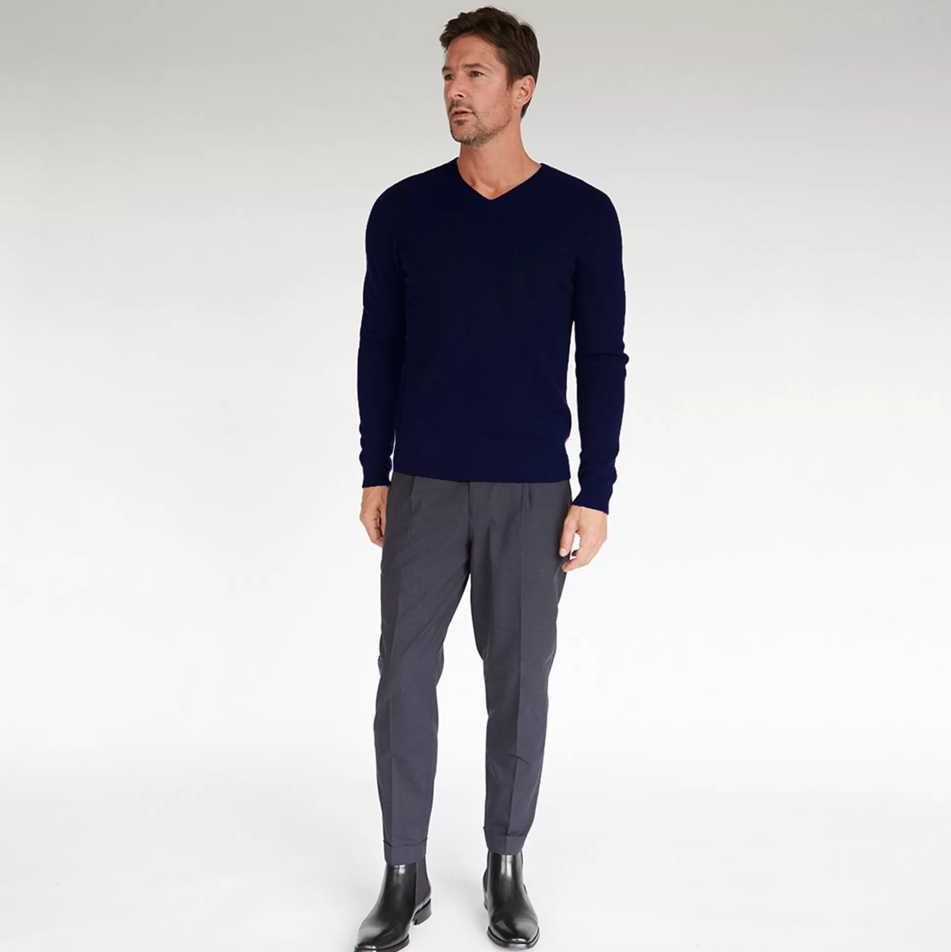 Autumn Cashmere Basic V-Neck In Navy<Men Clothing