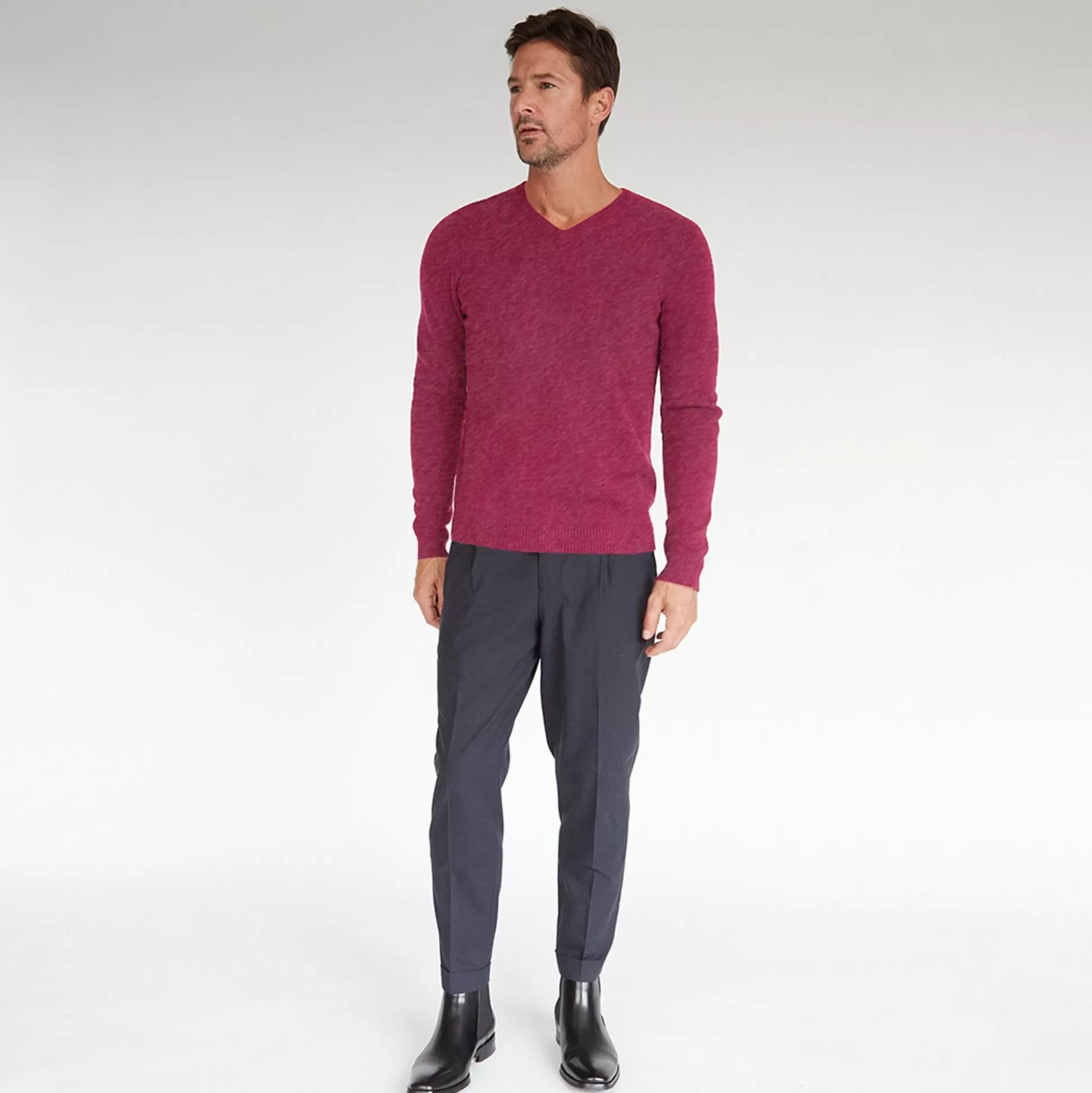 Autumn Cashmere Basic V-Neck In Orchid With Dot<Men Clothing