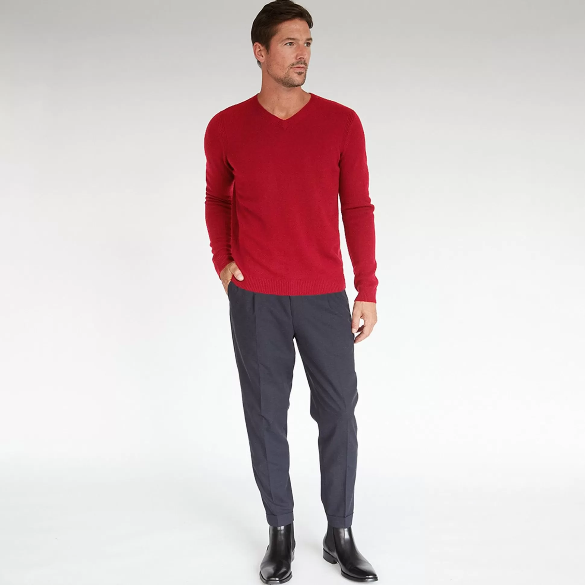 Autumn Cashmere Basic V-Neck In Red<Men Clothing