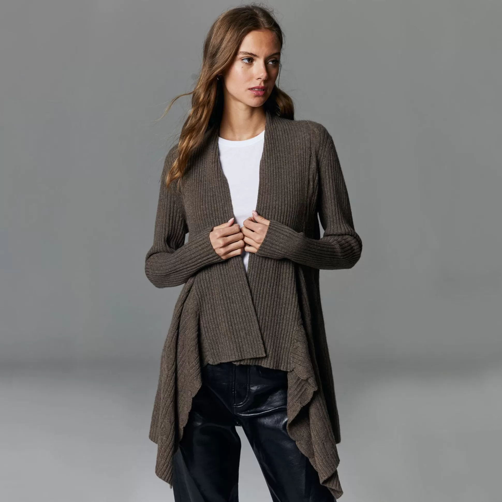 Autumn Cashmere Cable Drape In Driftwood<Women Cardigans