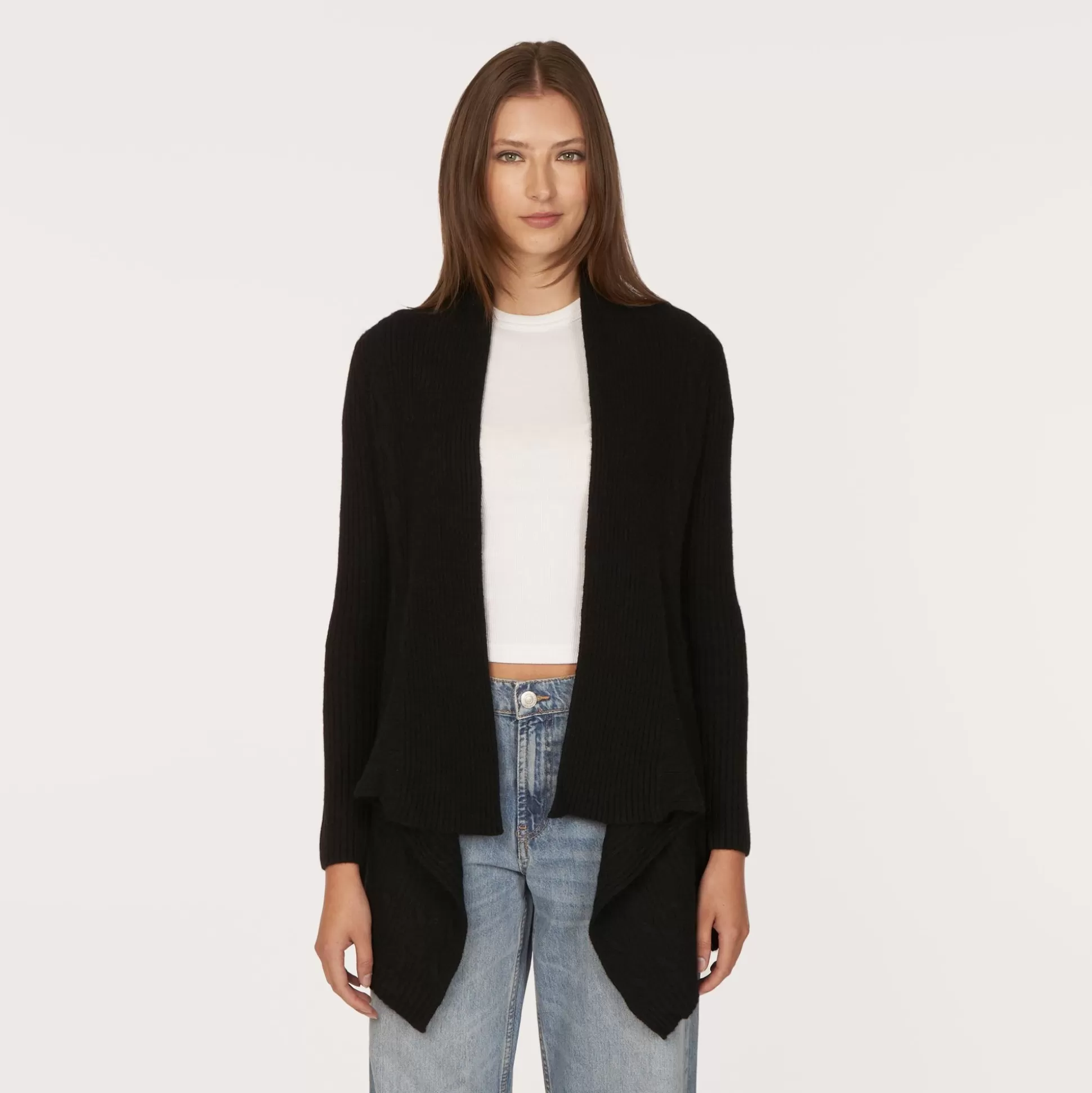 Autumn Cashmere Cable Drape In Ebony<Women Cardigans