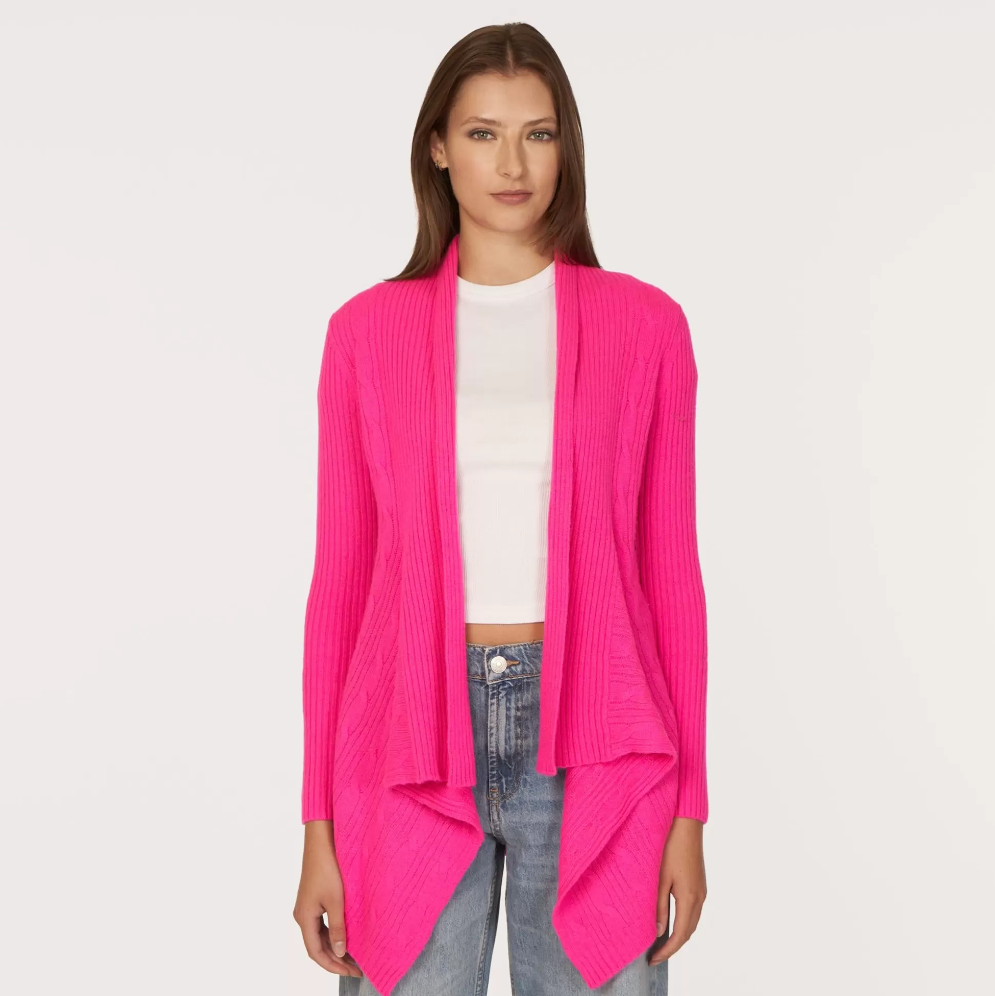 Autumn Cashmere Cable Drape In Hyper Pink<Women Cardigans