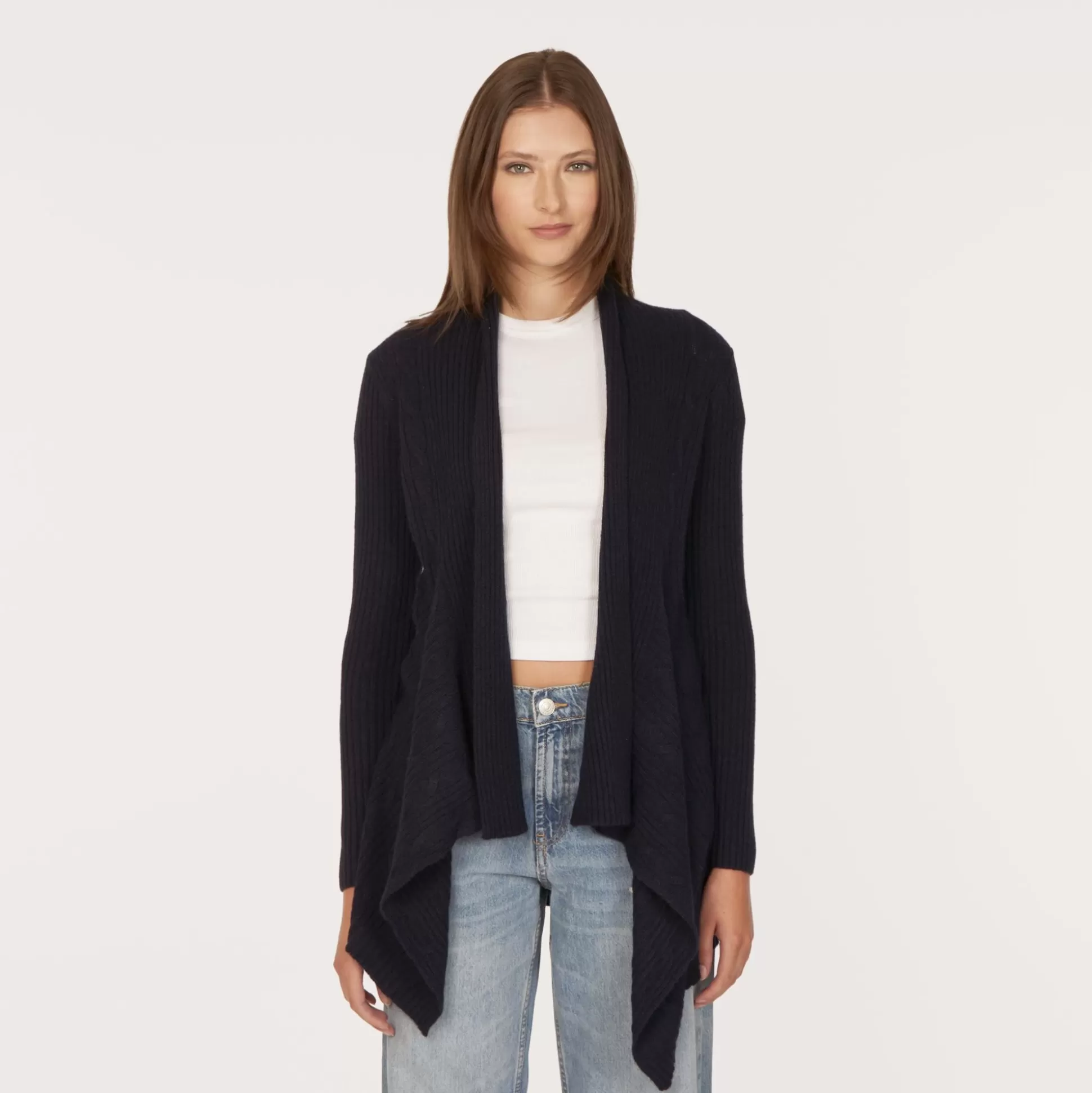 Autumn Cashmere Cable Drape In Peacoat<Women Cardigans