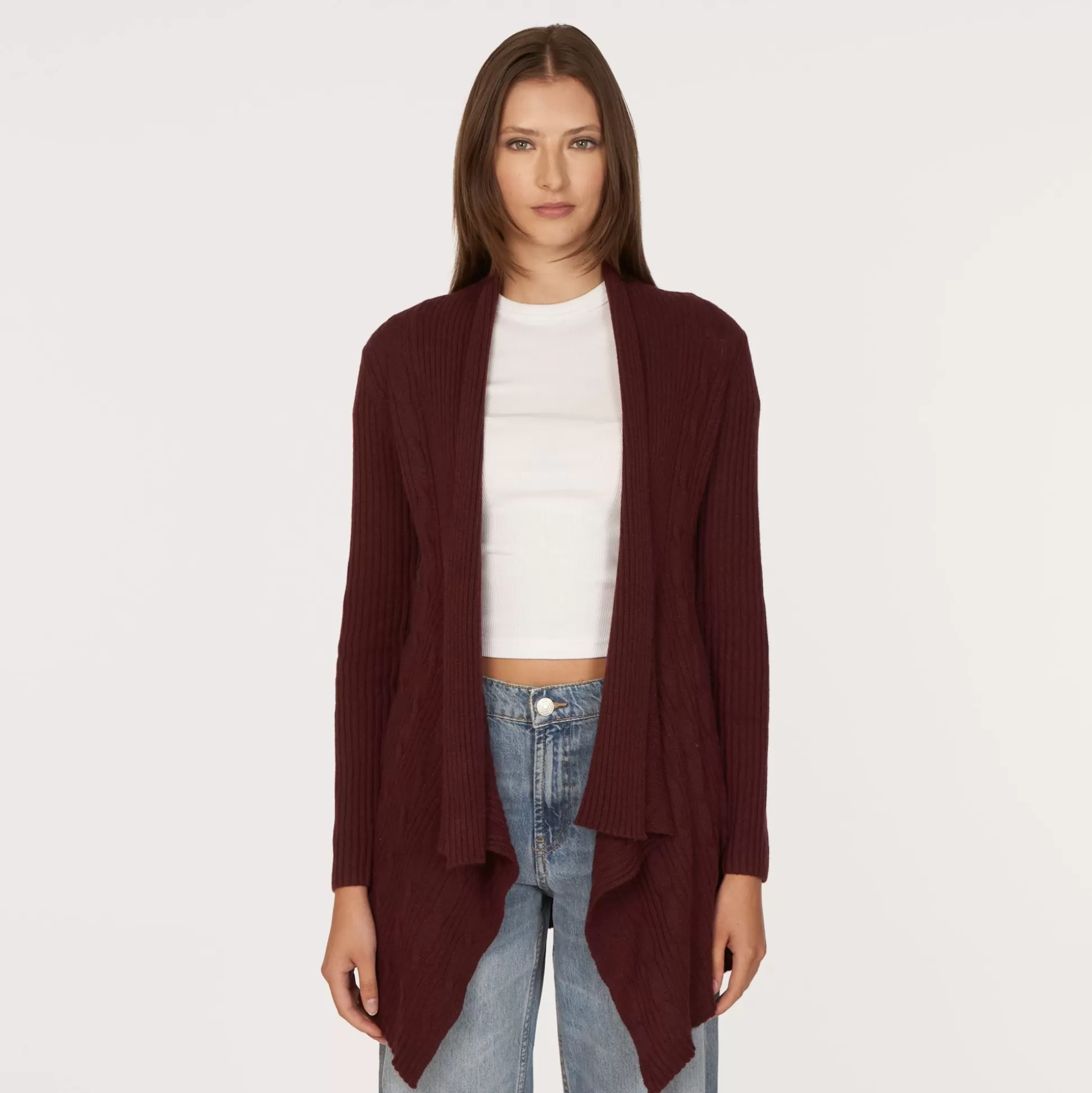 Autumn Cashmere Cable Drape In Wine<Women Cardigans