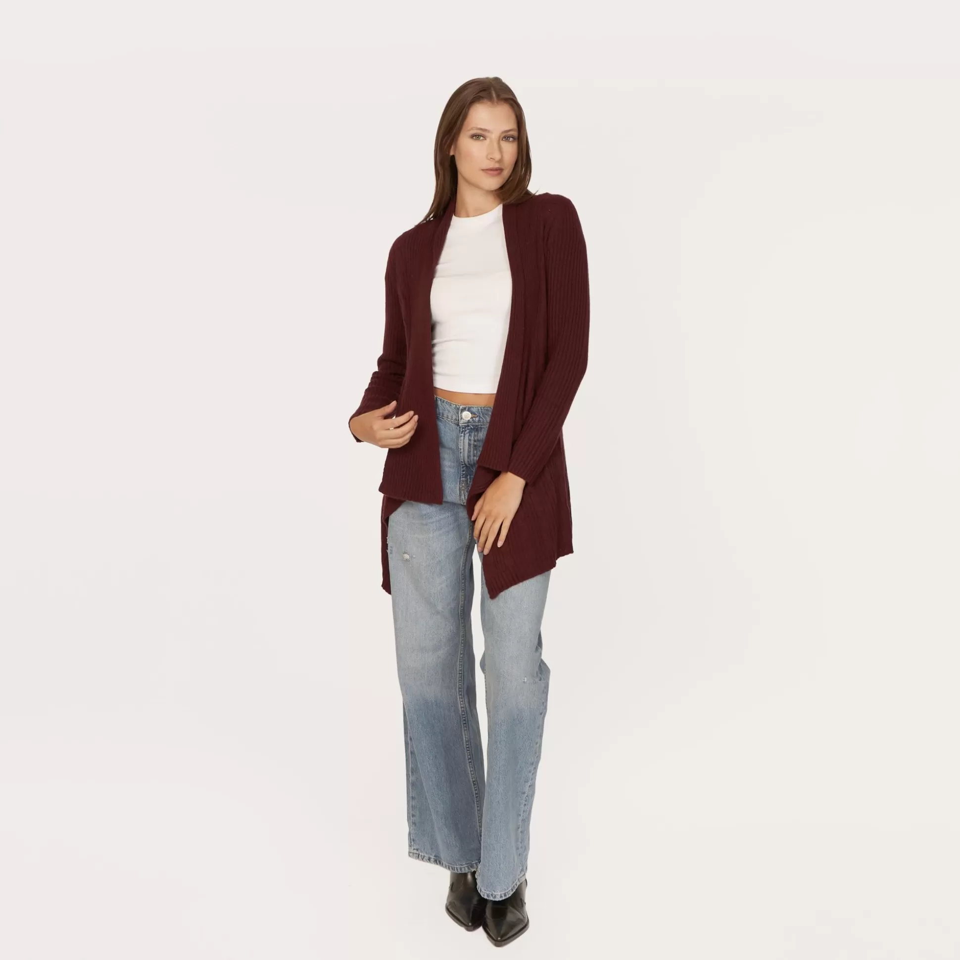 Autumn Cashmere Cable Drape In Wine<Women Cardigans