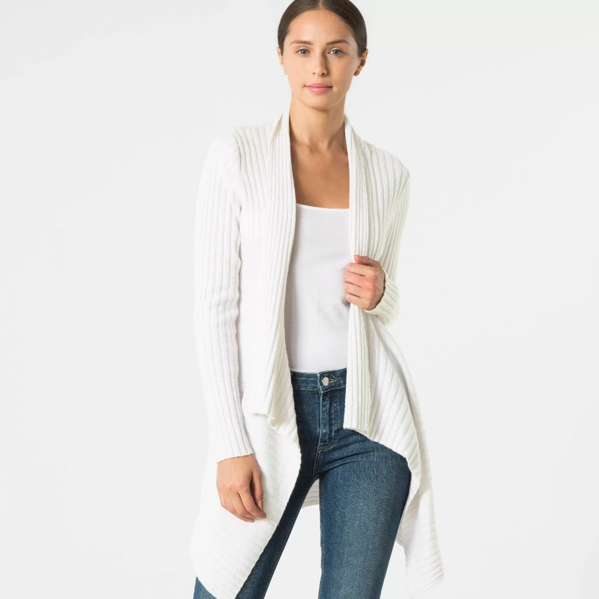 Autumn Cashmere Cashmere Rib Drape In White<Women Cardigans