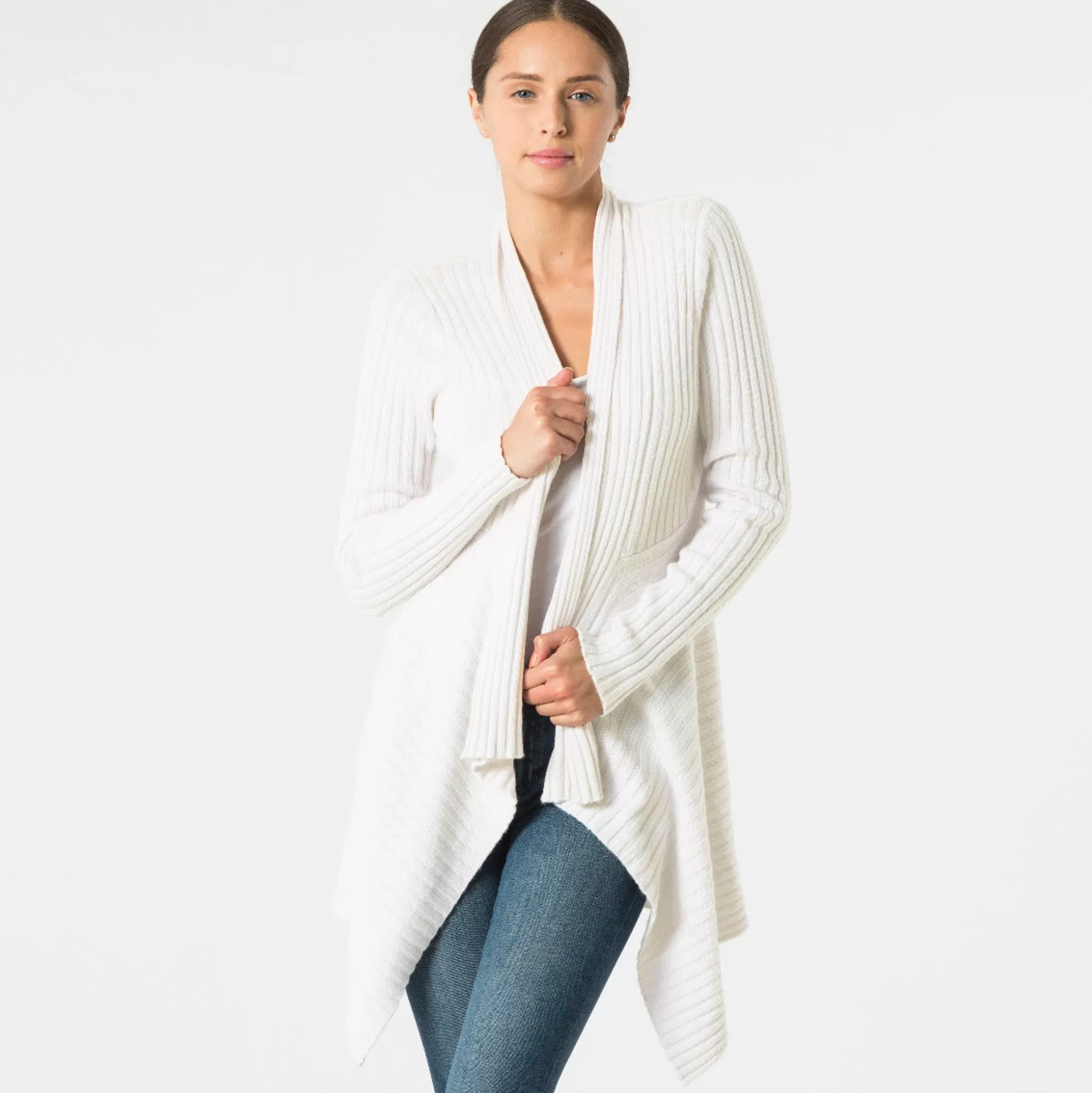 Autumn Cashmere Cashmere Rib Drape In White<Women Cardigans