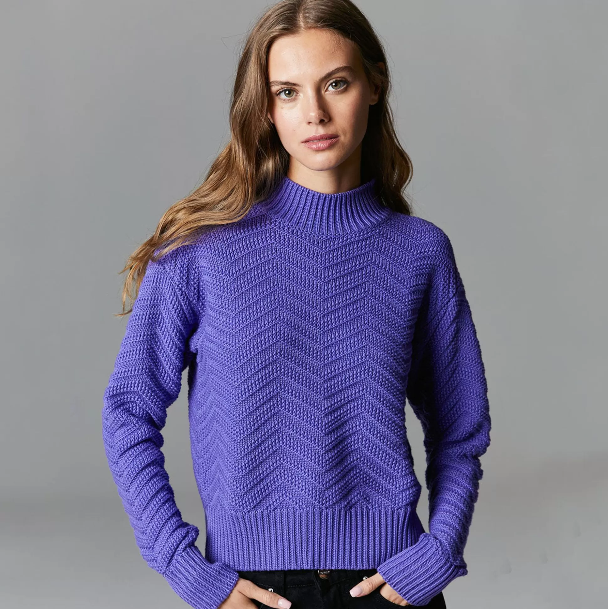 Autumn Cashmere Chevron Mock<Women Sweaters