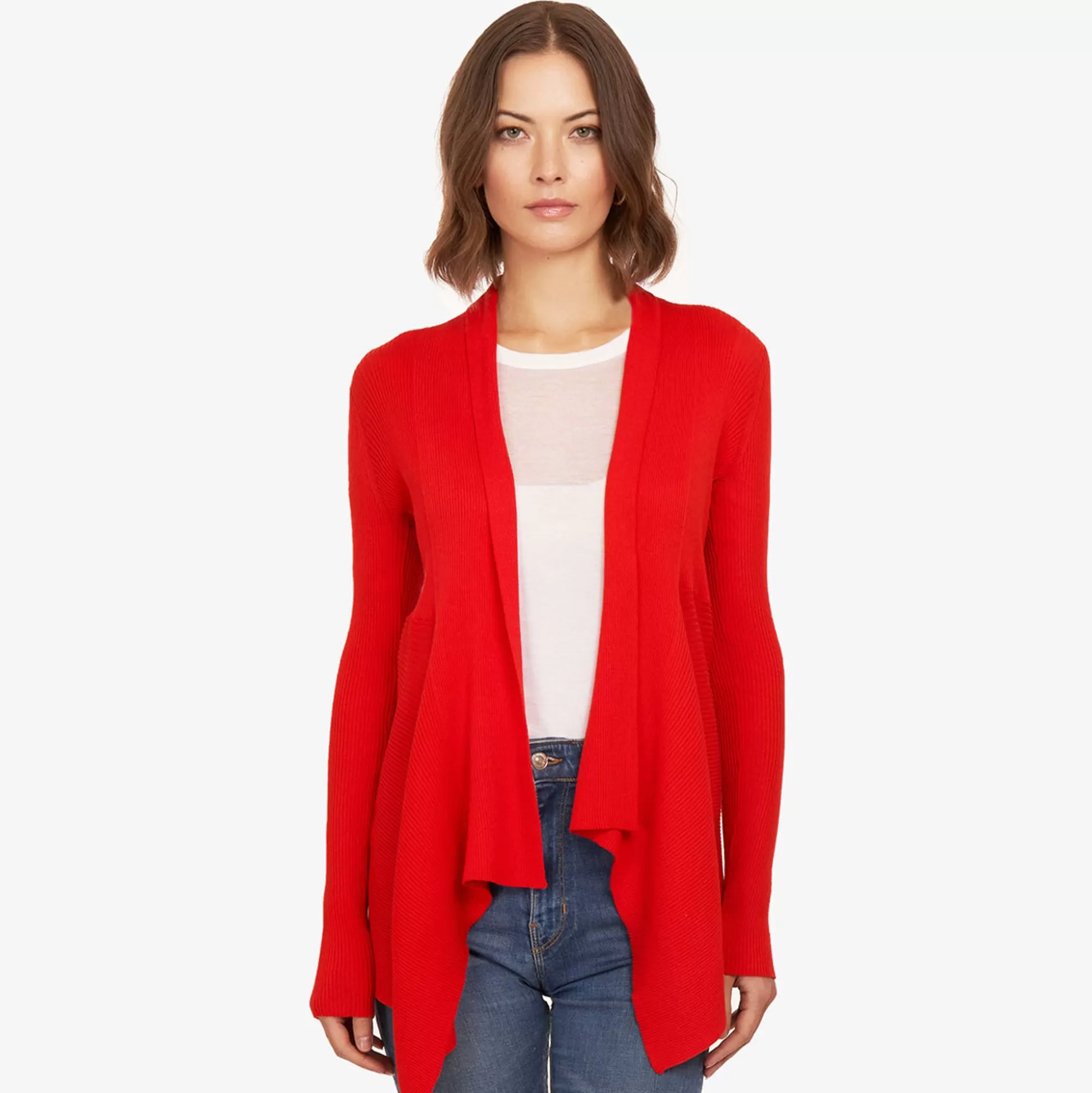 Autumn Cashmere Cotton Rib Drape In Apple<Women Cardigans