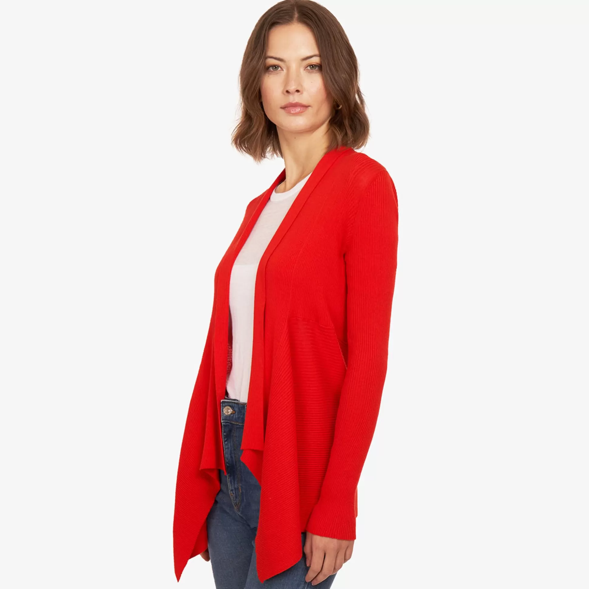 Autumn Cashmere Cotton Rib Drape In Apple<Women Cardigans