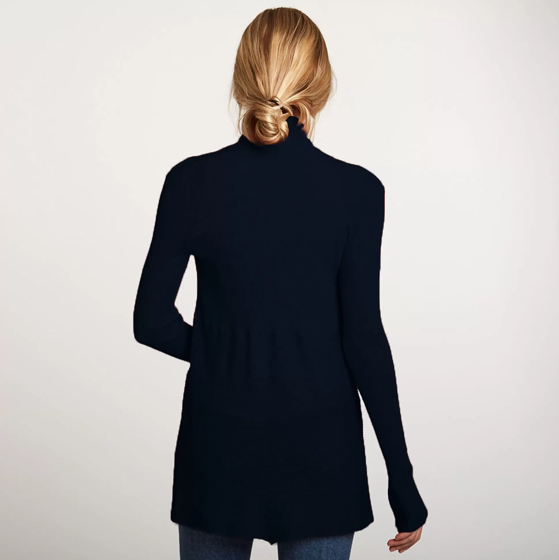 Autumn Cashmere Cotton Rib Drape In Navy<Women Cardigans