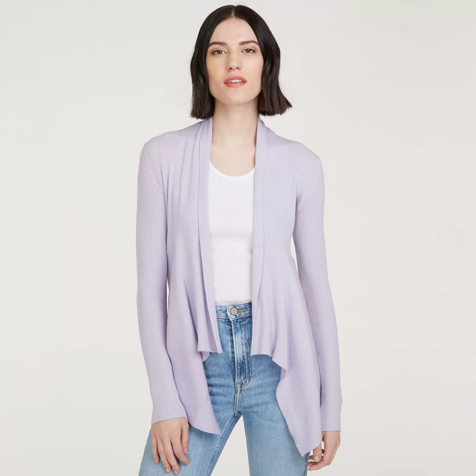 Autumn Cashmere Cotton Rib Drape In Vapor<Women Cardigans