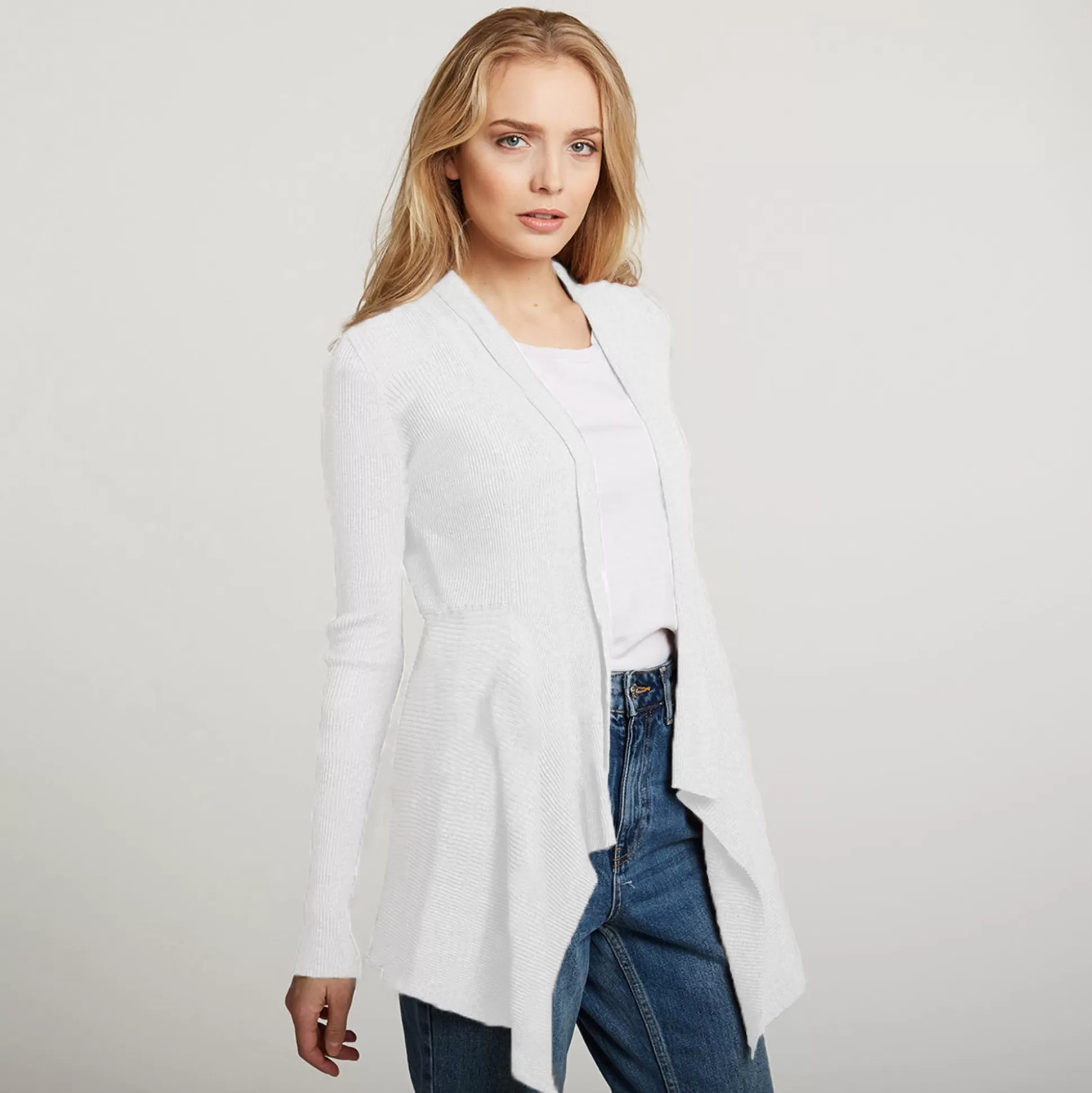 Autumn Cashmere Cotton Rib Drape In White<Women Cardigans