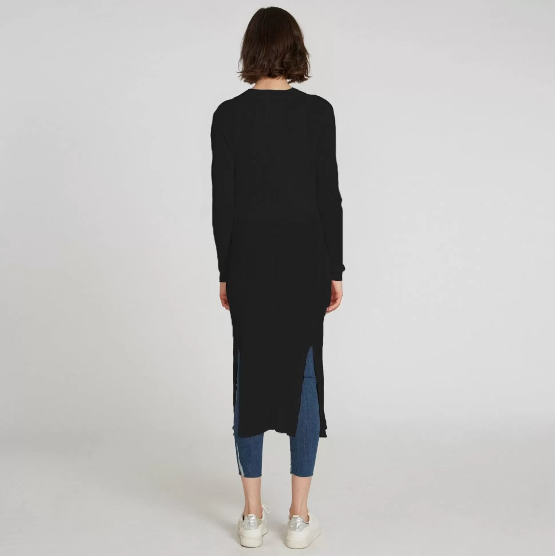 Autumn Cashmere Cotton Rib Drape Maxi Cardigan In Navy<Women Cardigans