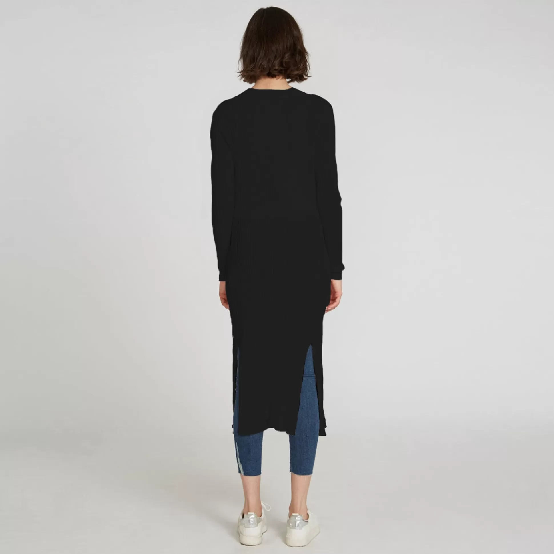 Autumn Cashmere Cotton Rib Maxi Cardigan In Black<Women Cardigans