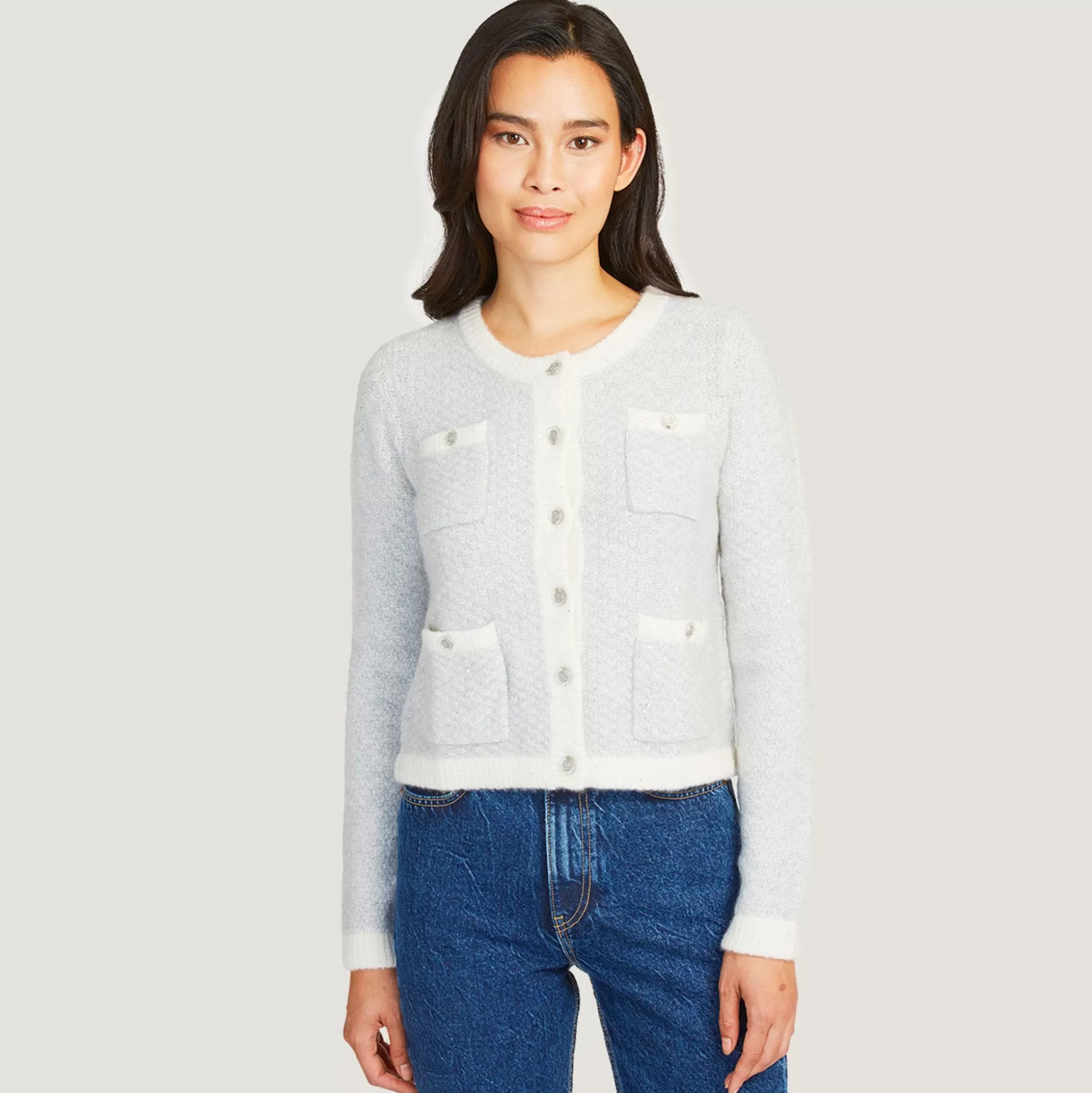 Autumn Cashmere Cropped Sequin Banded Jacket<Women Cardigans