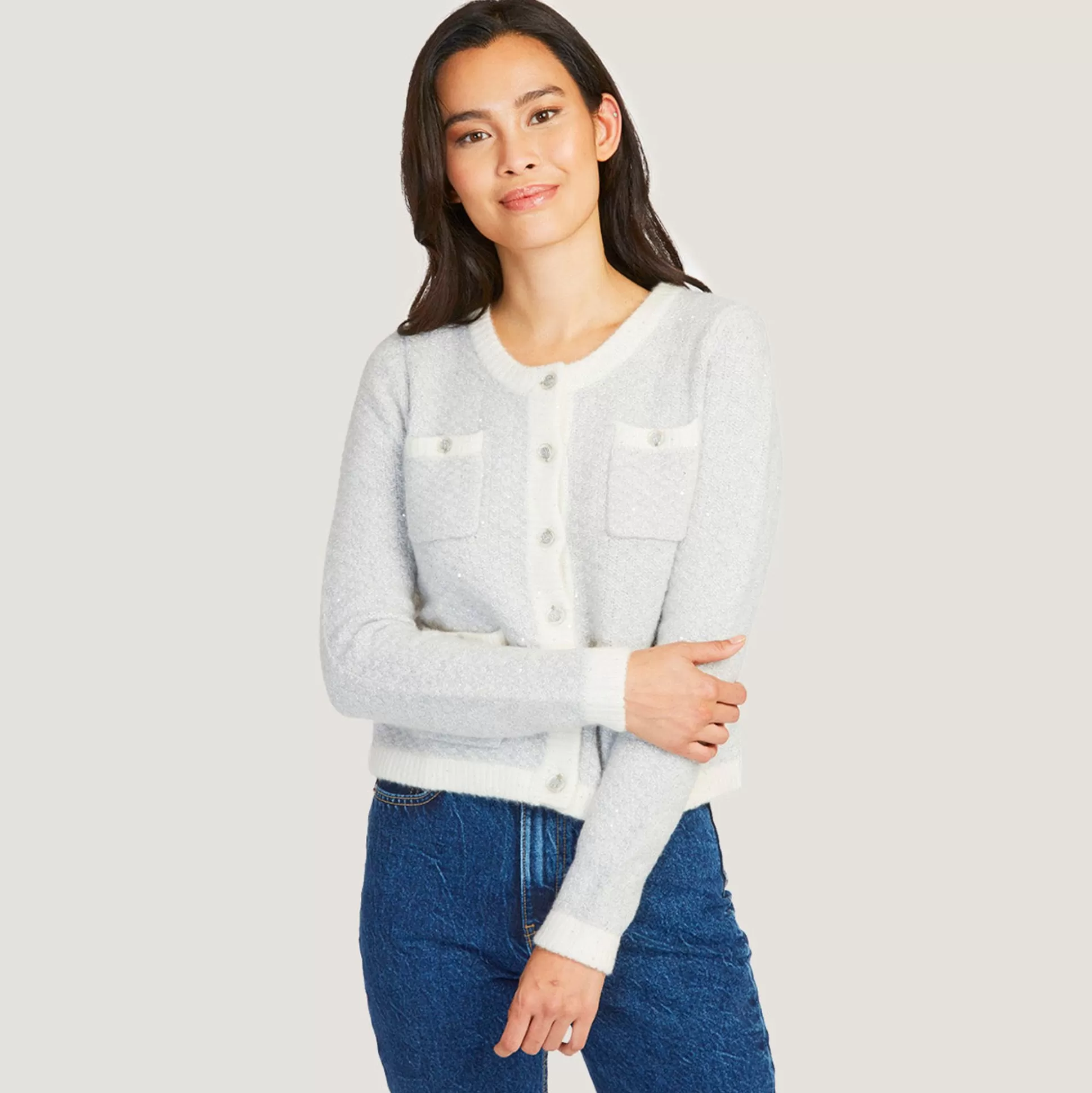 Autumn Cashmere Cropped Sequin Banded Jacket<Women Cardigans