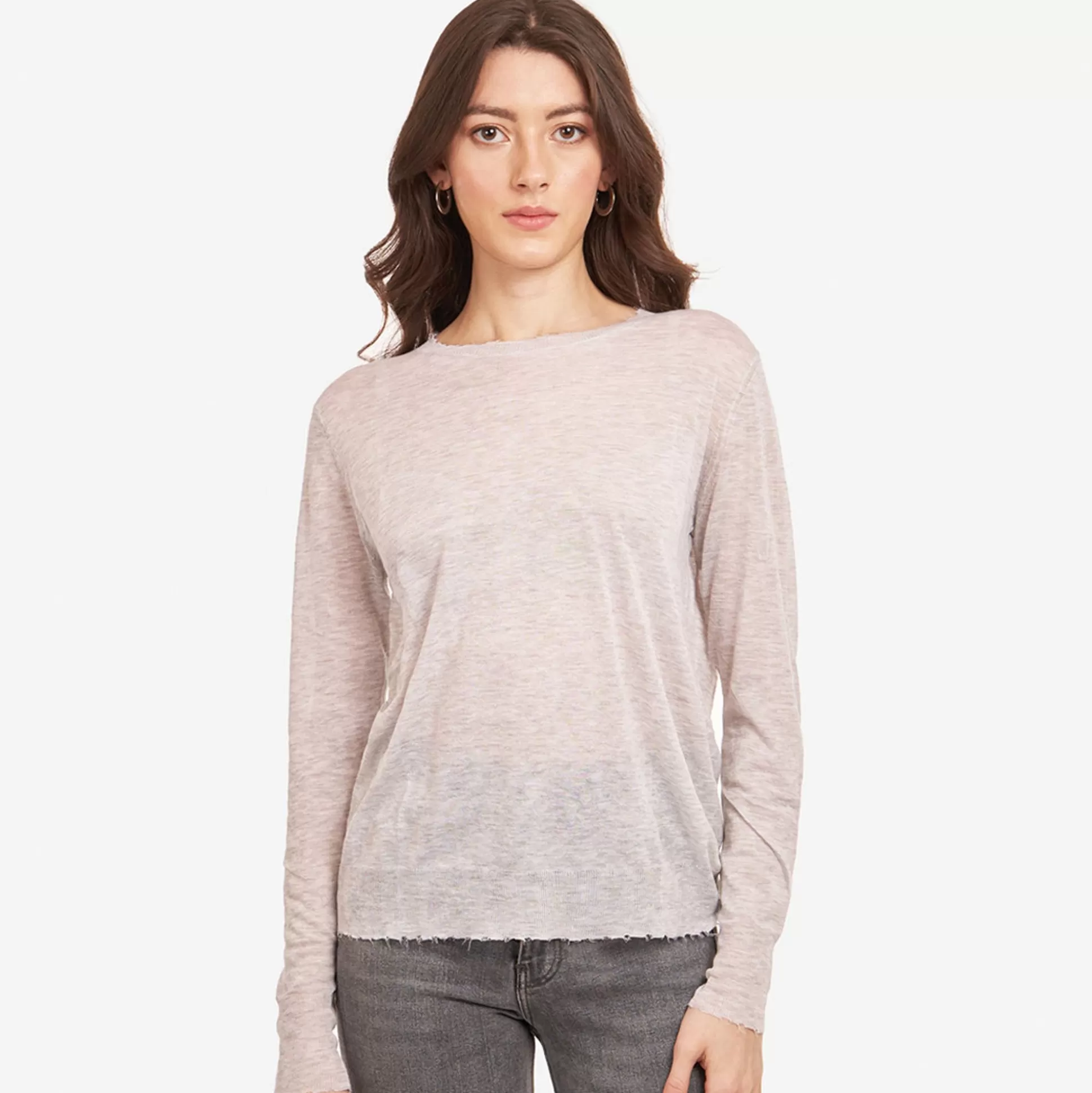 Autumn Cashmere Distressed Edge Crew In Platinum<Women Sweaters