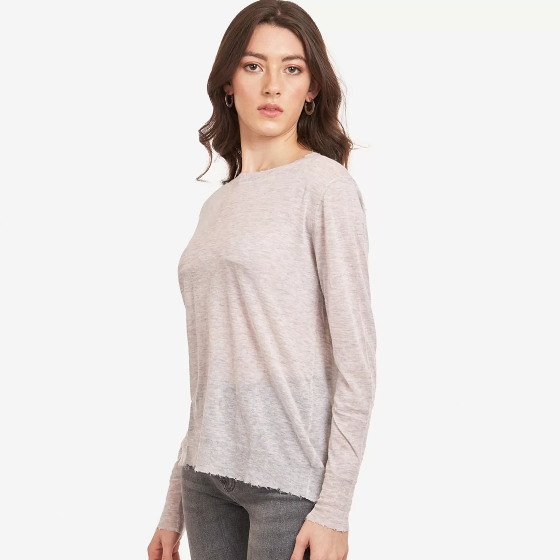 Autumn Cashmere Distressed Edge Crew In Platinum<Women Sweaters