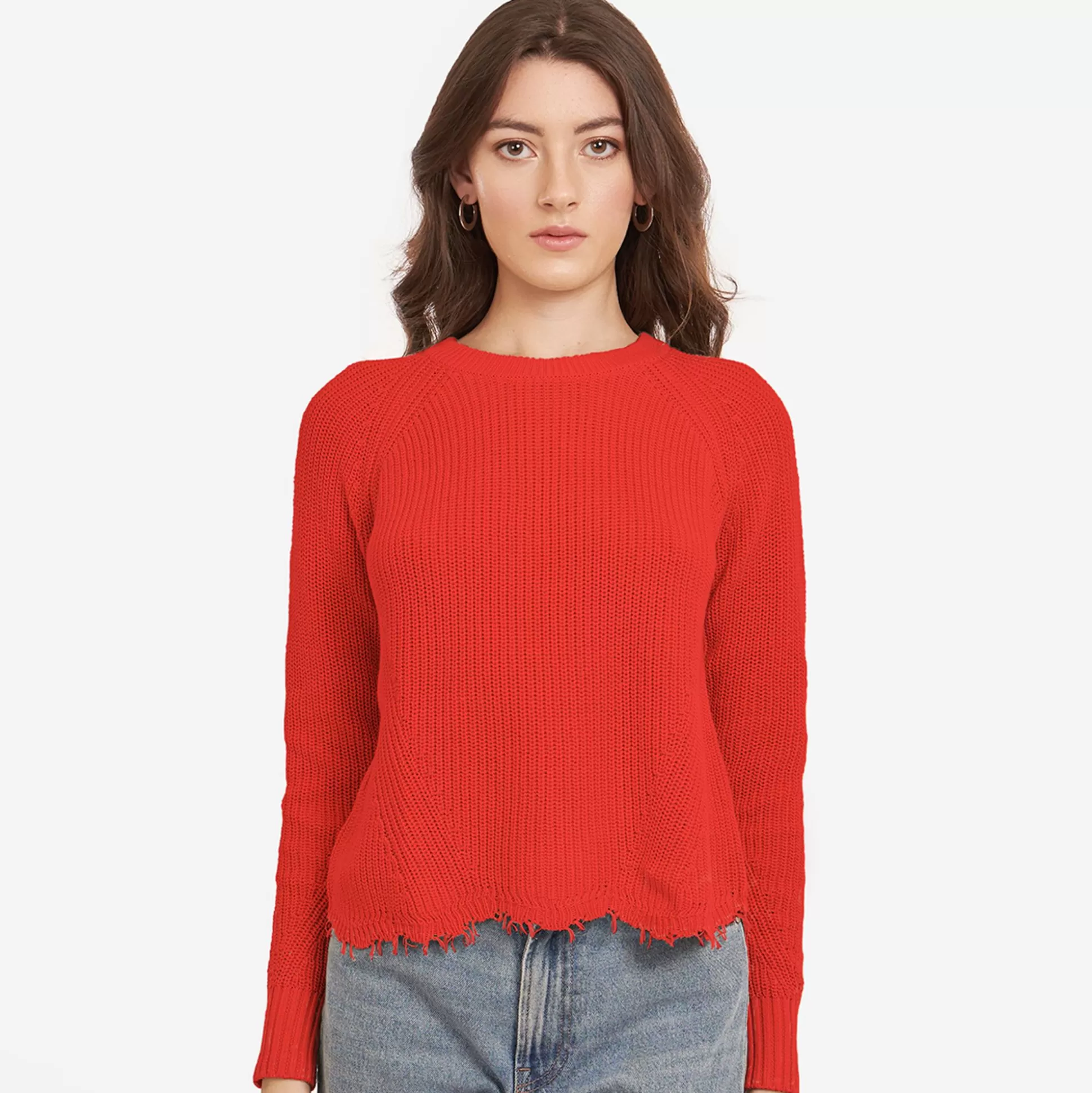 Autumn Cashmere Distressed Scallop Shaker In Apple<Women Sweaters