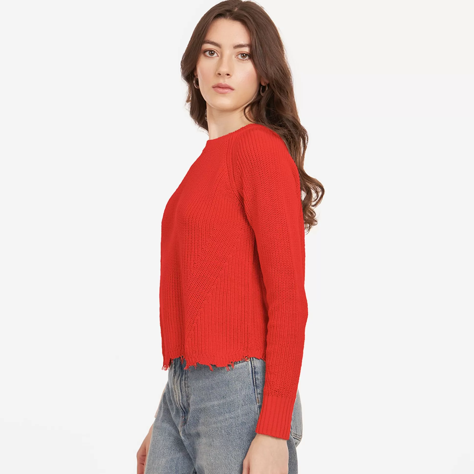 Autumn Cashmere Distressed Scallop Shaker In Apple<Women Sweaters