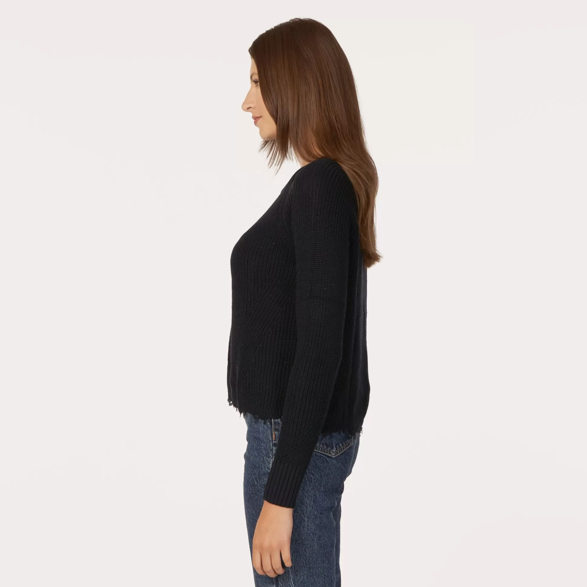 Autumn Cashmere Distressed Scallop Shaker In Navy Blue<Women Sweaters