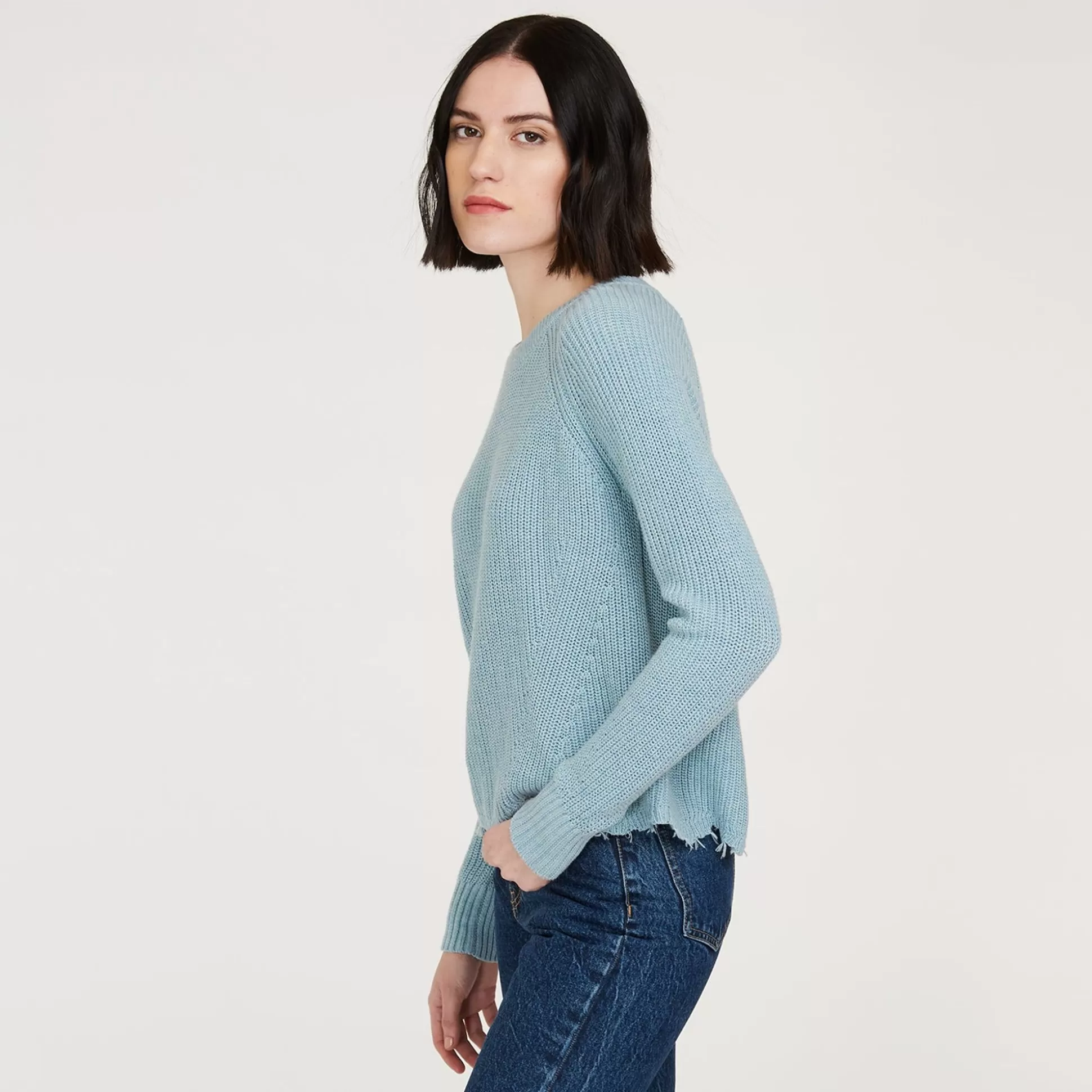 Autumn Cashmere Distressed Scallop Shaker In Wrangler<Women Sweaters