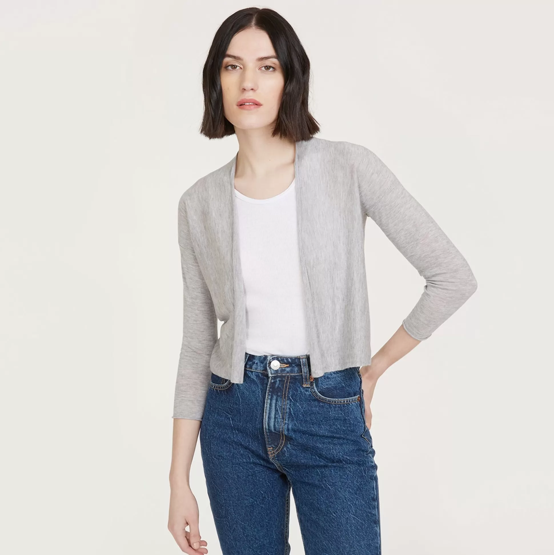 Autumn Cashmere Easy Crop Cardigan In Gray<Women Cardigans