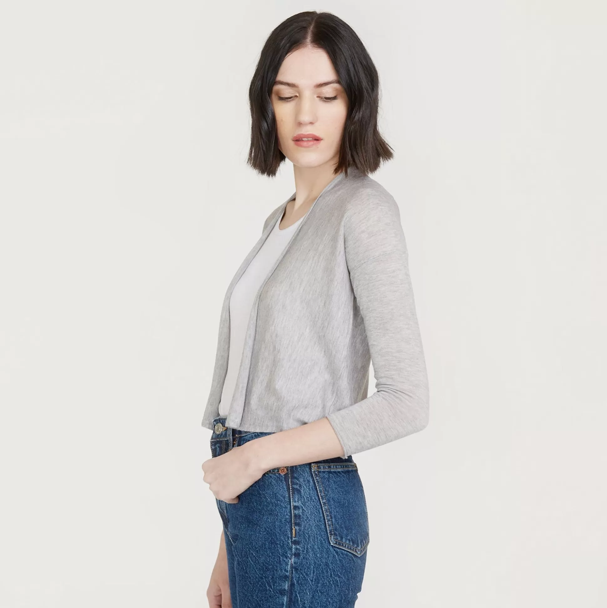 Autumn Cashmere Easy Crop Cardigan In Gray<Women Cardigans