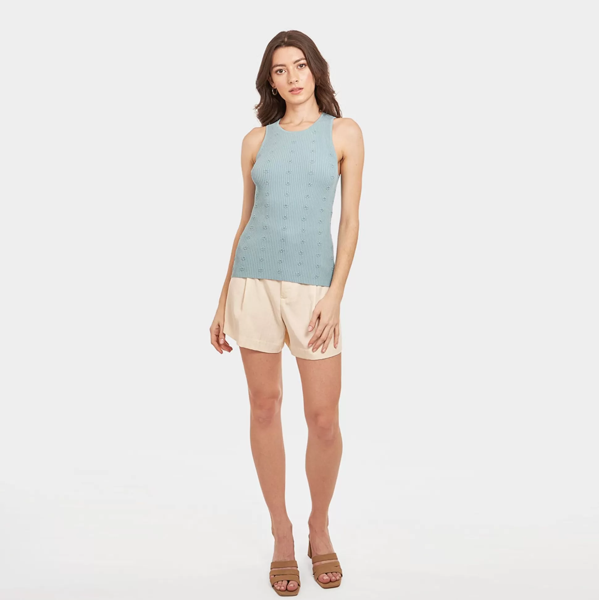 Autumn Cashmere Flower Rib Tank In Cornflower<Women Tops