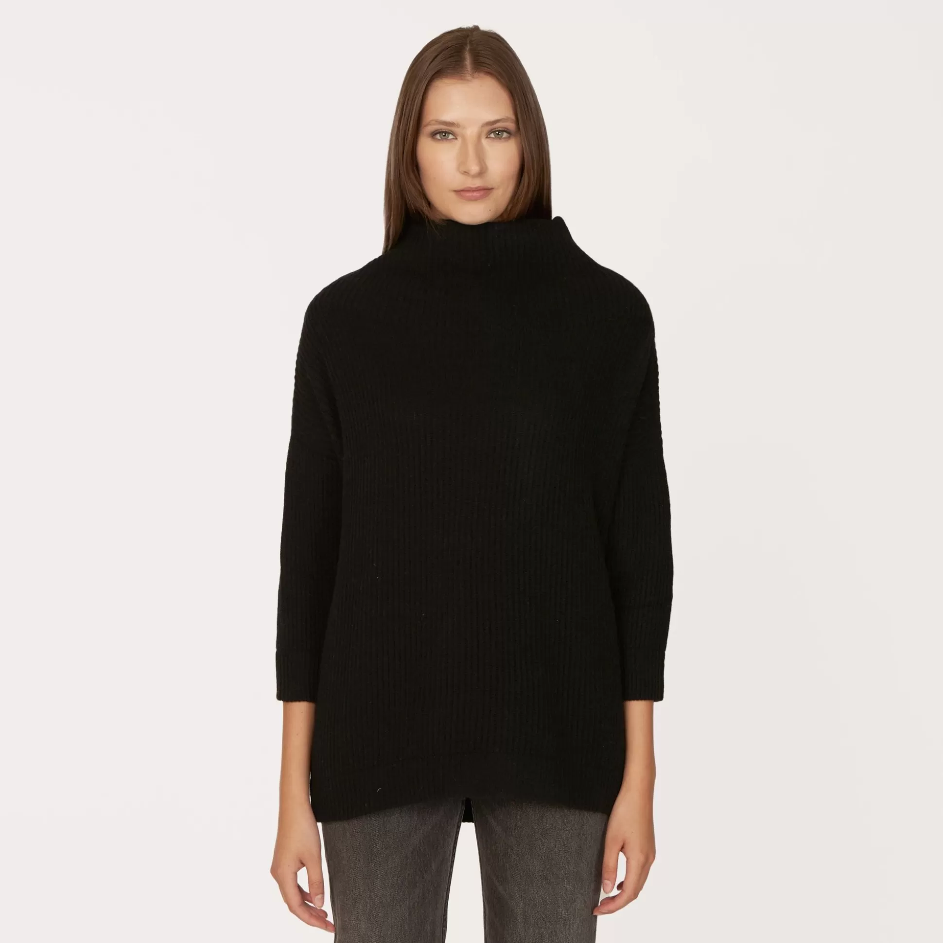 Autumn Cashmere Funnel Neck Shaker In Black<Women Sweaters