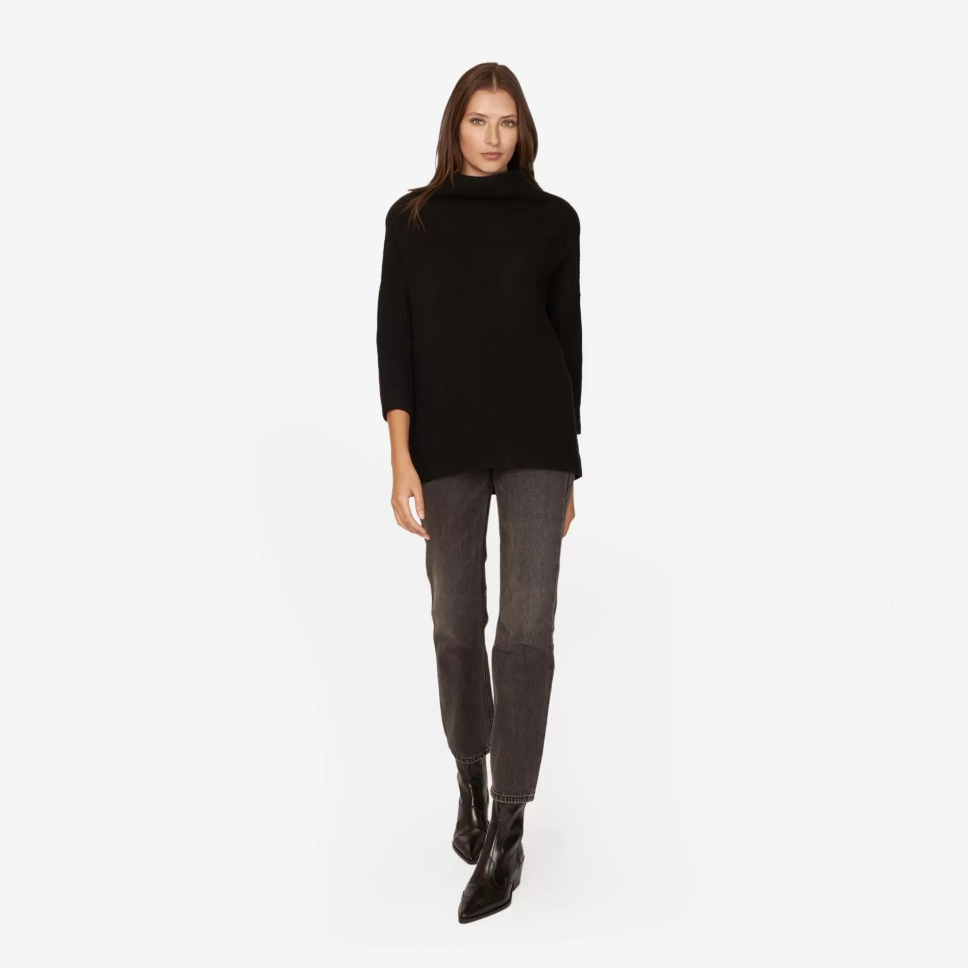 Autumn Cashmere Funnel Neck Shaker In Black<Women Sweaters