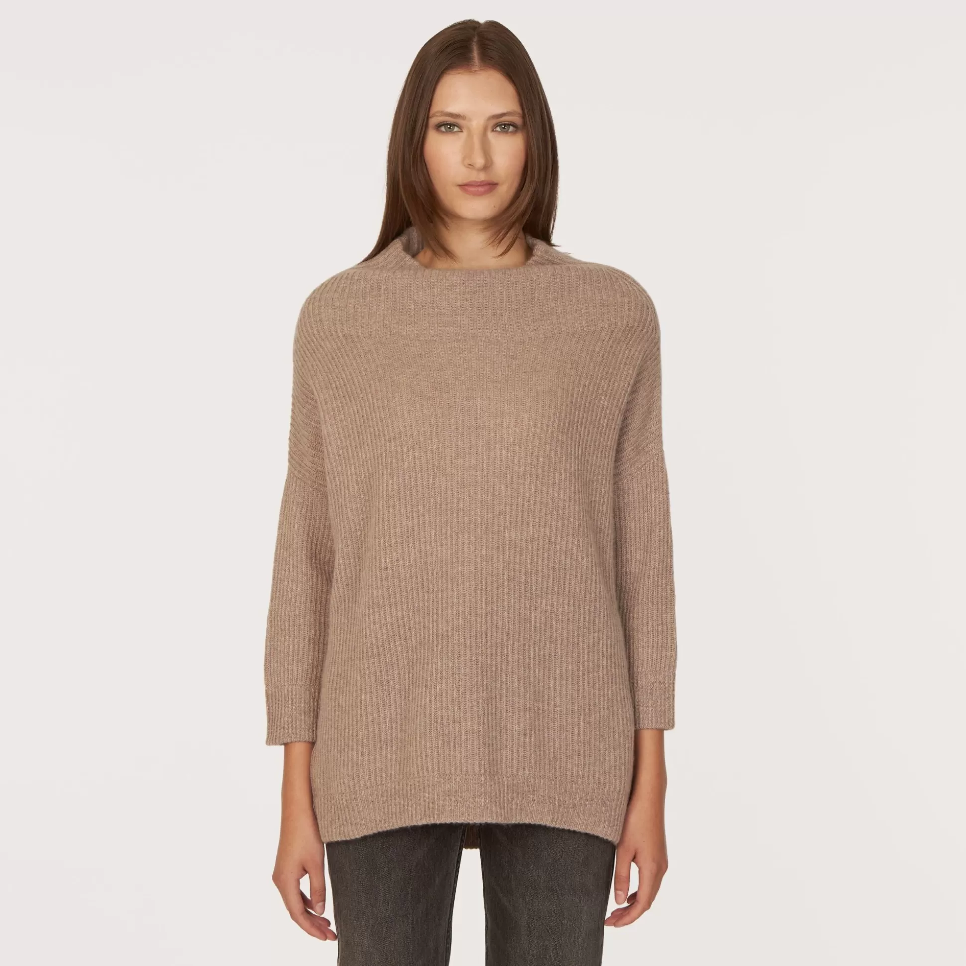 Autumn Cashmere Funnel Neck Shaker In Stone<Women Sweaters