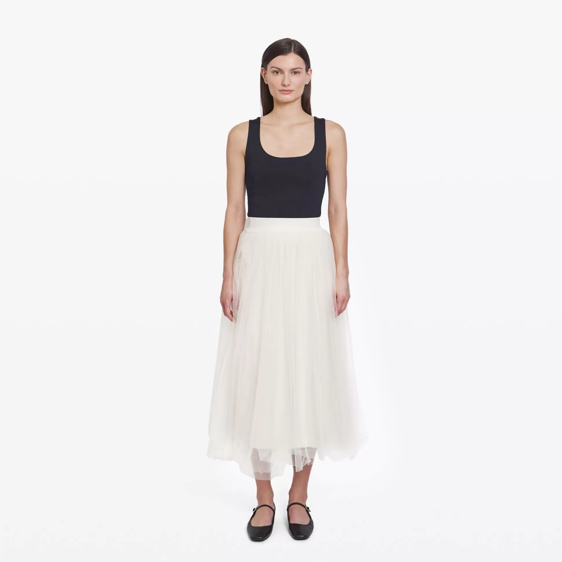 Autumn Cashmere Gathered Skirt W/ Tulle In Sand<Women Sweaters