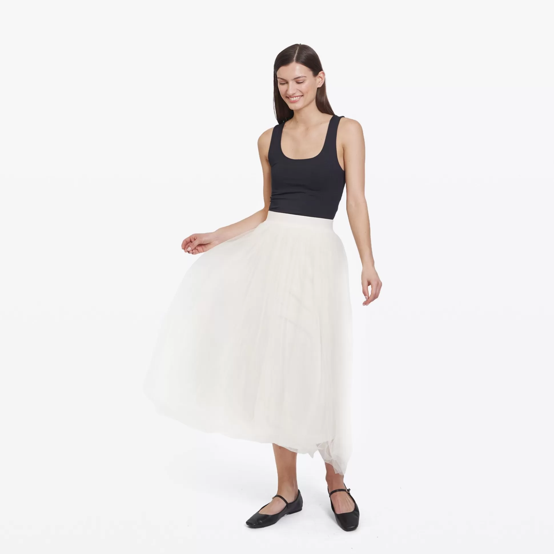 Autumn Cashmere Gathered Skirt W/ Tulle In Sand<Women Dresses