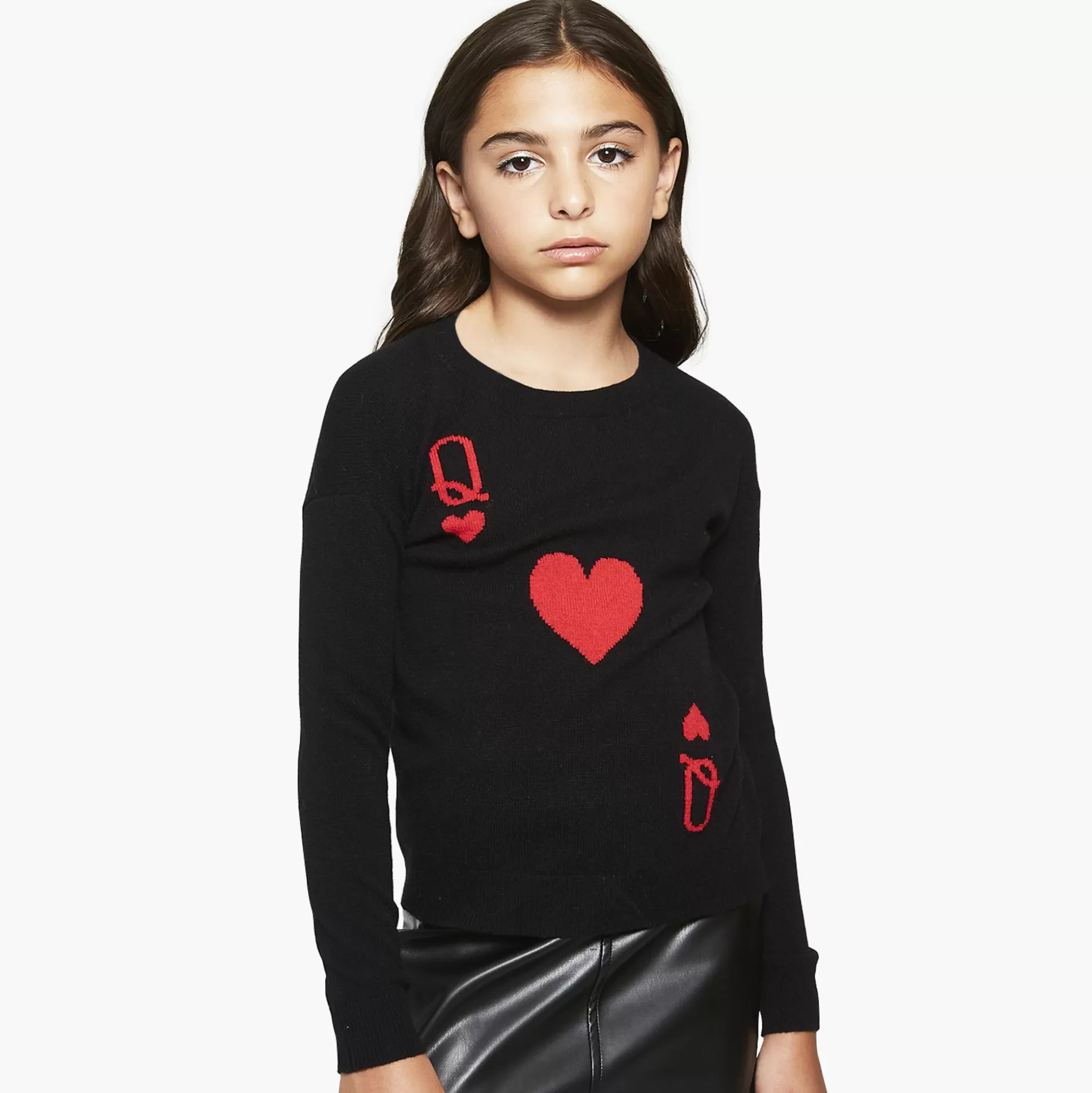 Autumn Cashmere Kids Queen Of Hearts Jacquard In Black<Kids Clothing