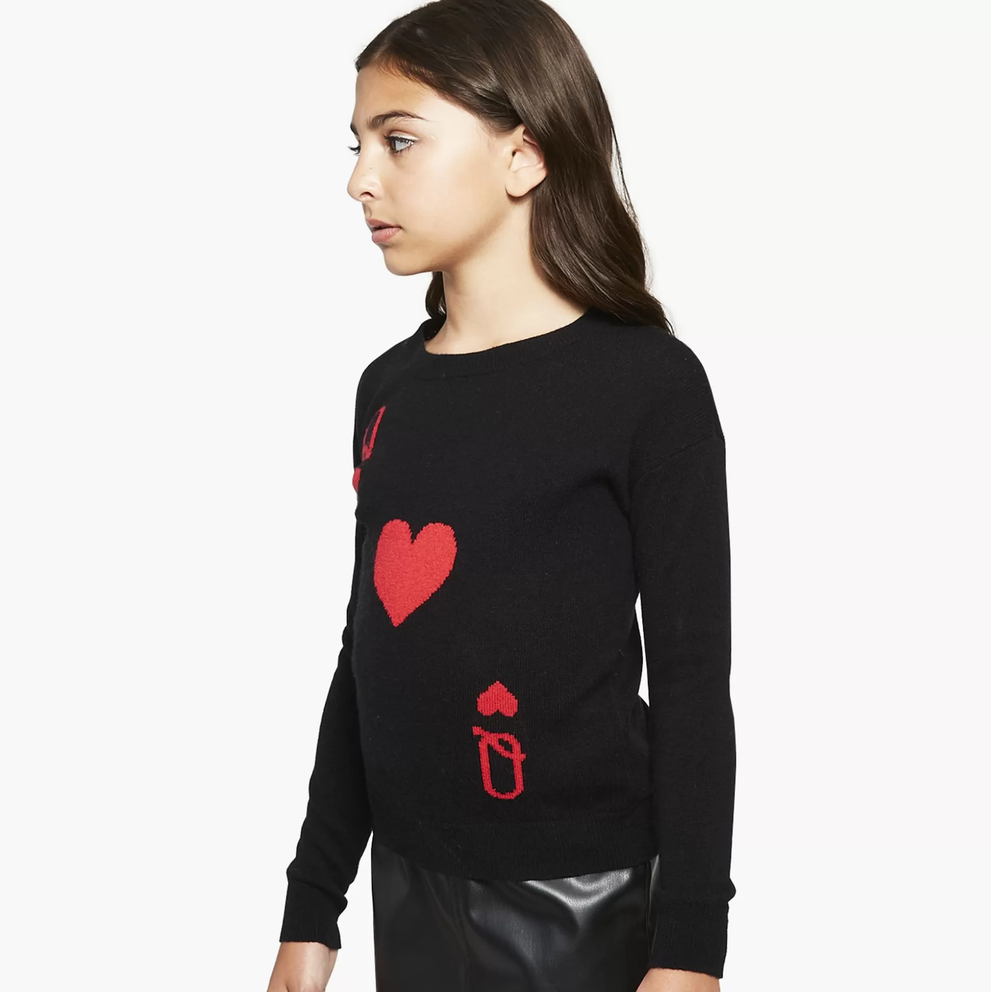 Autumn Cashmere Kids Queen Of Hearts Jacquard In Black<Kids Clothing