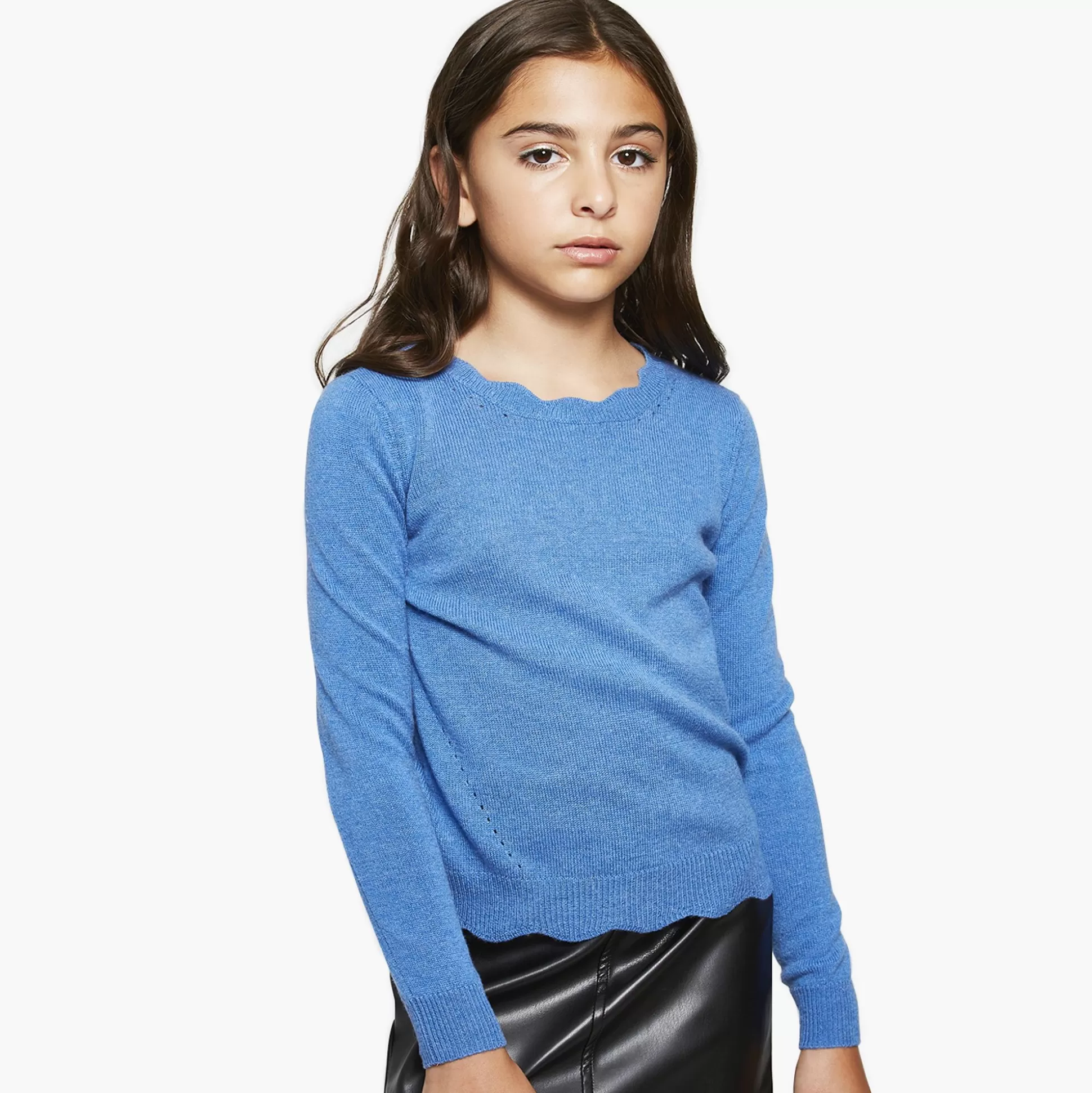 Autumn Cashmere Kids Scallop Crew W/ Pointelle<Kids Clothing