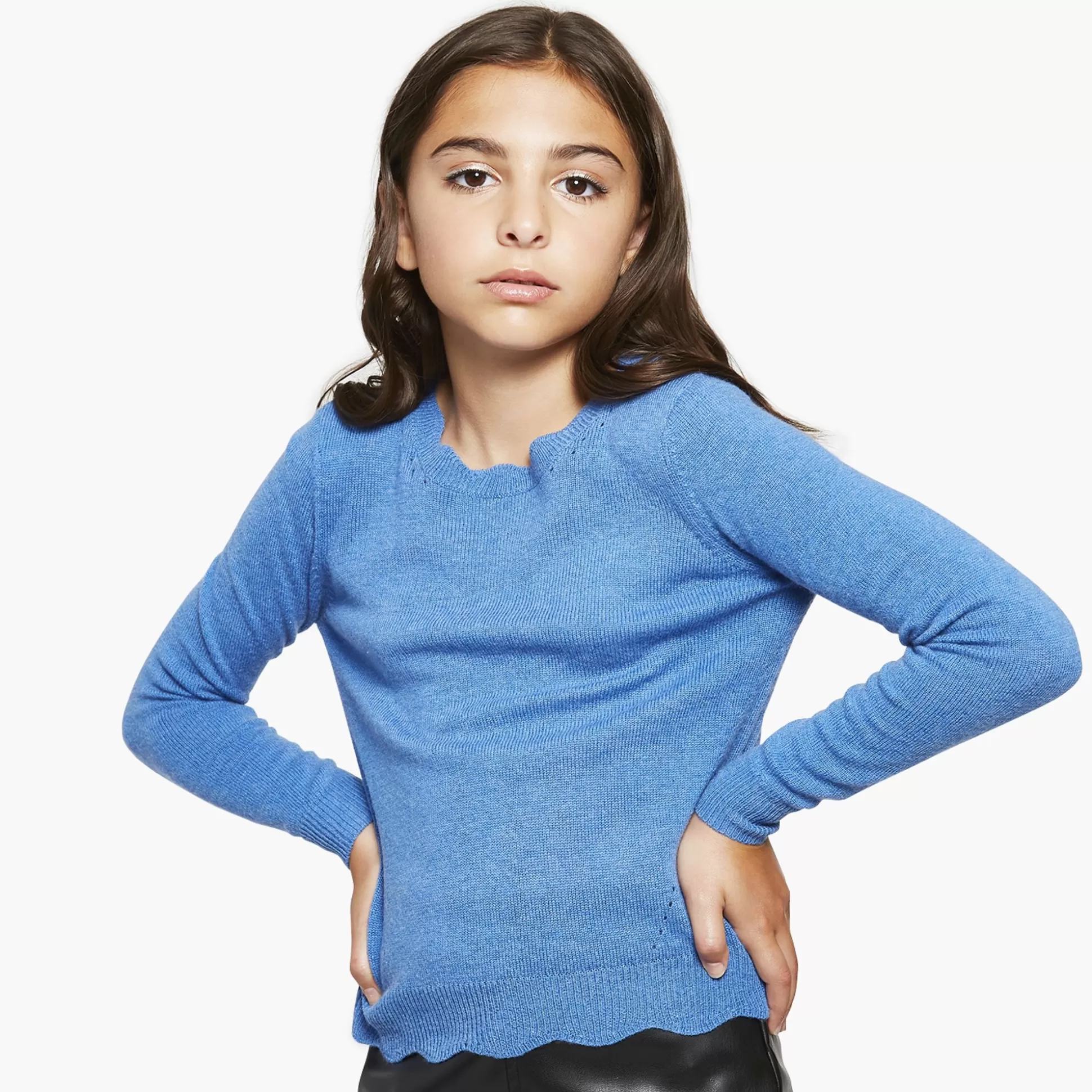 Autumn Cashmere Kids Scallop Crew W/ Pointelle<Kids Clothing