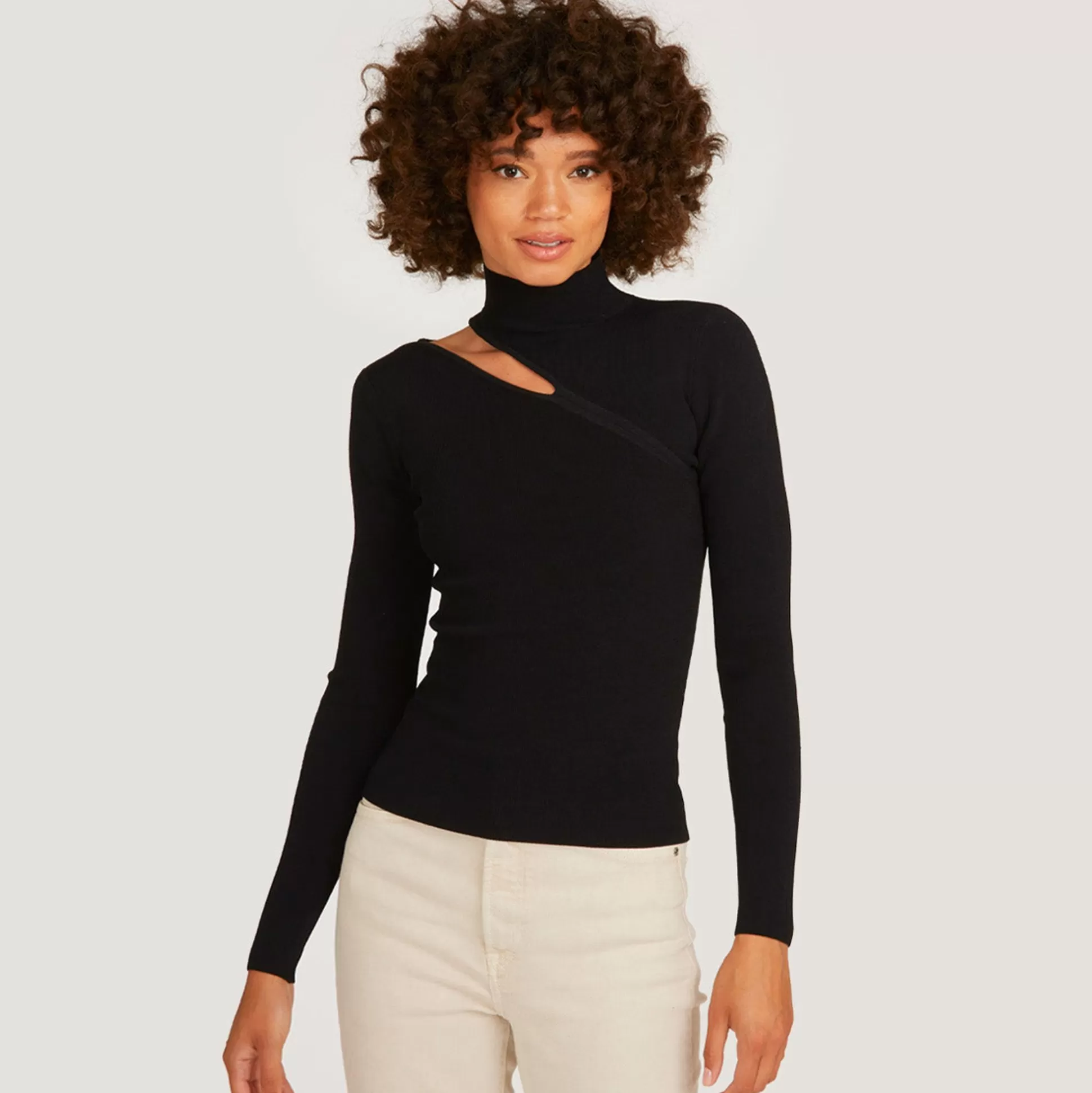 Autumn Cashmere L/S Slash Mock In Black<Women Tops