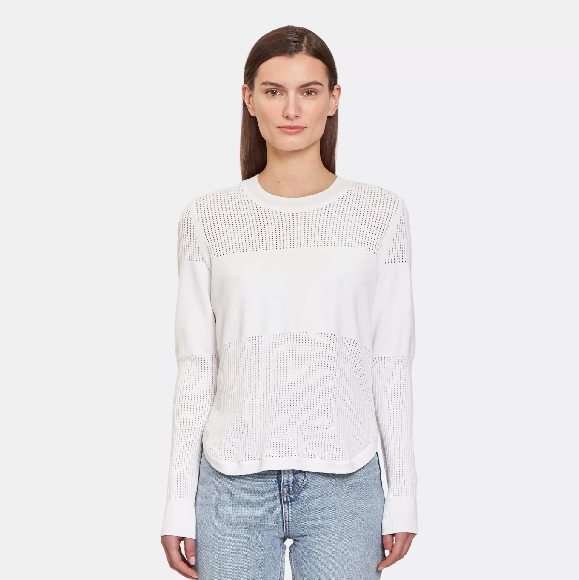 Autumn Cashmere Mesh Block Shirttail Crew<Women Sweaters