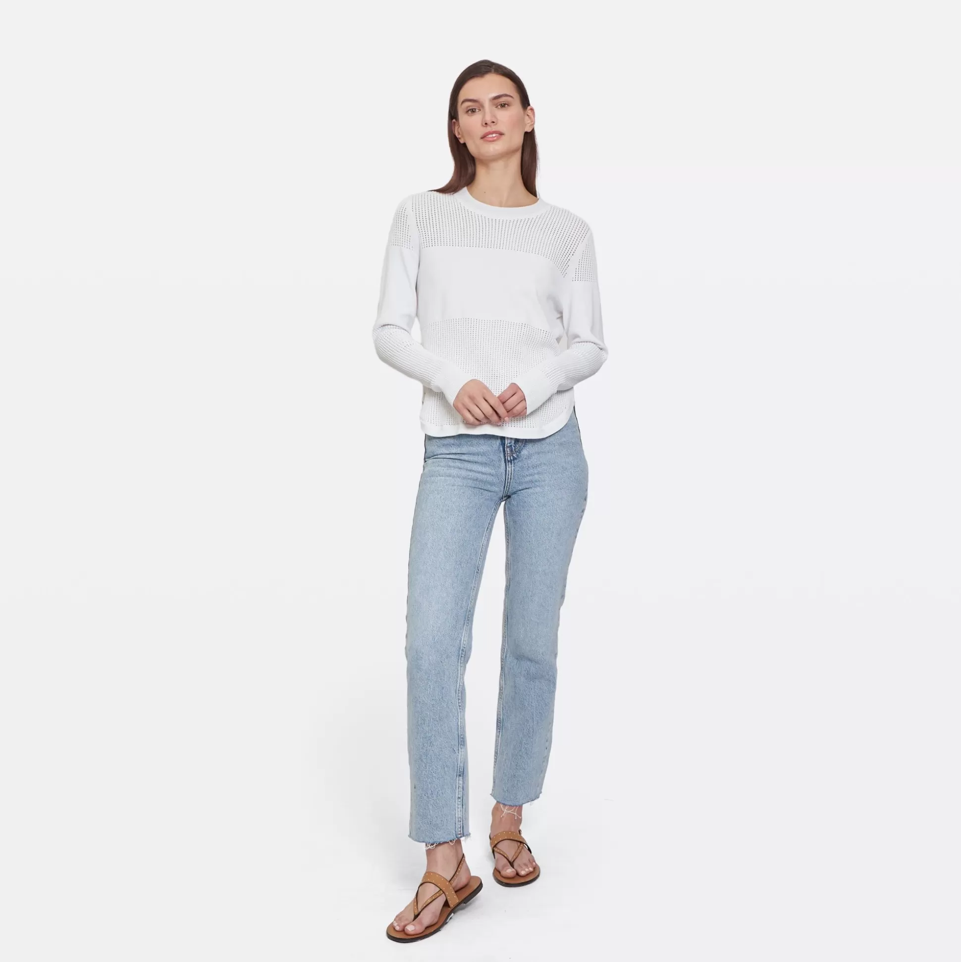 Autumn Cashmere Mesh Block Shirttail Crew<Women Sweaters