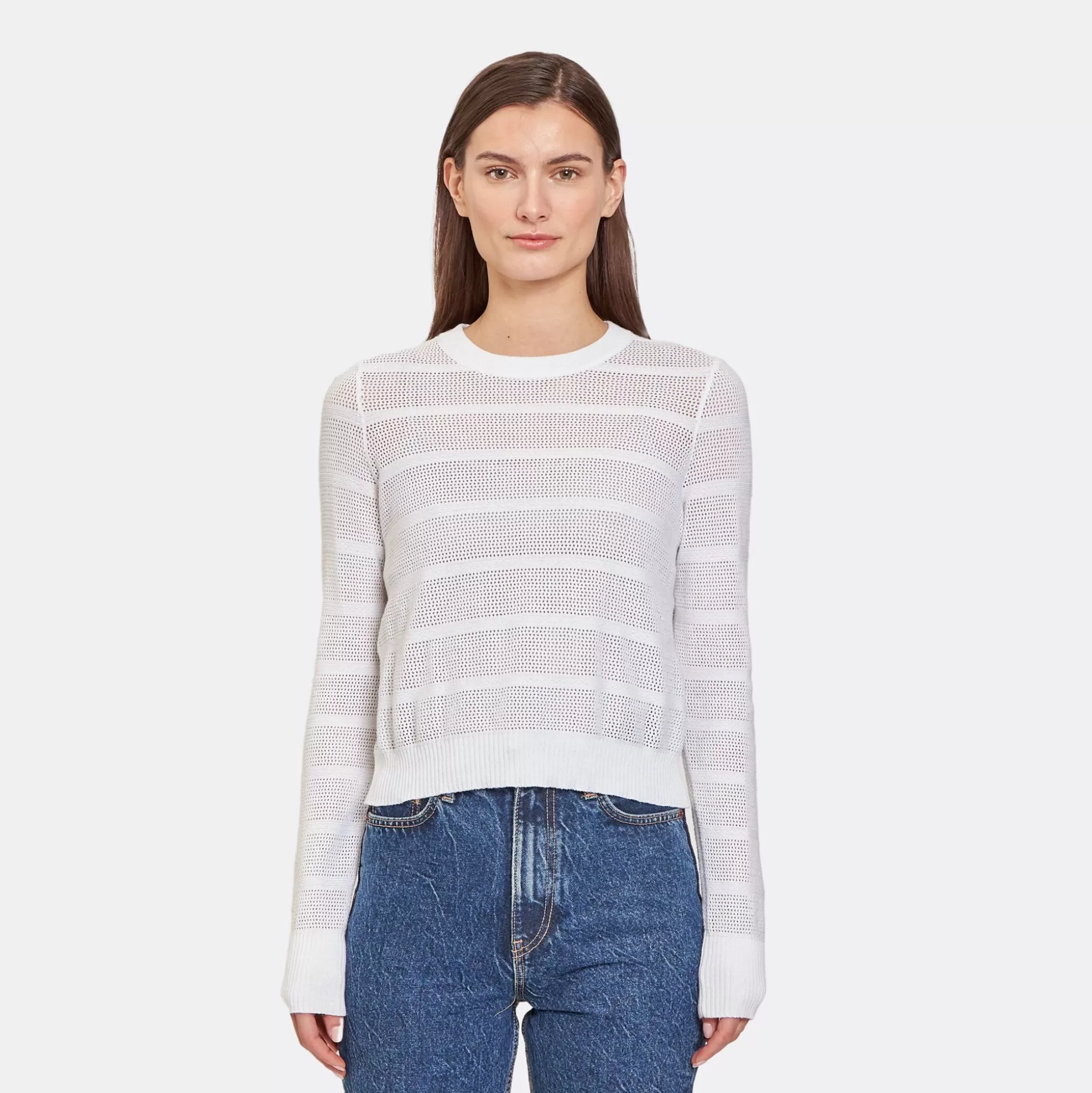 Autumn Cashmere Mesh Stitch Crew<Women Sweaters