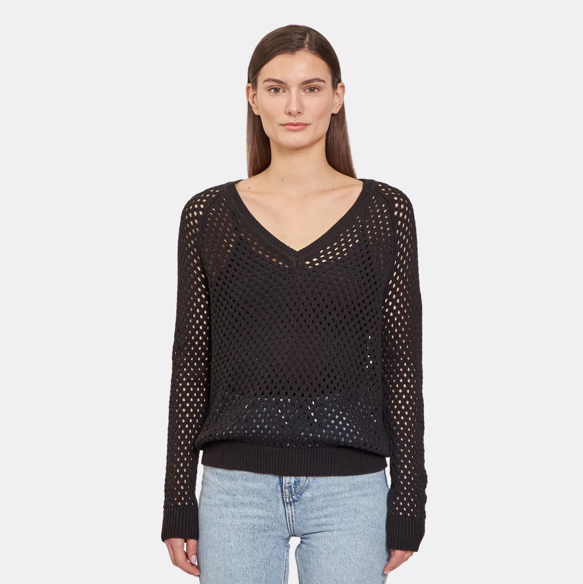 Autumn Cashmere Mesh V In Black<Women Sweaters