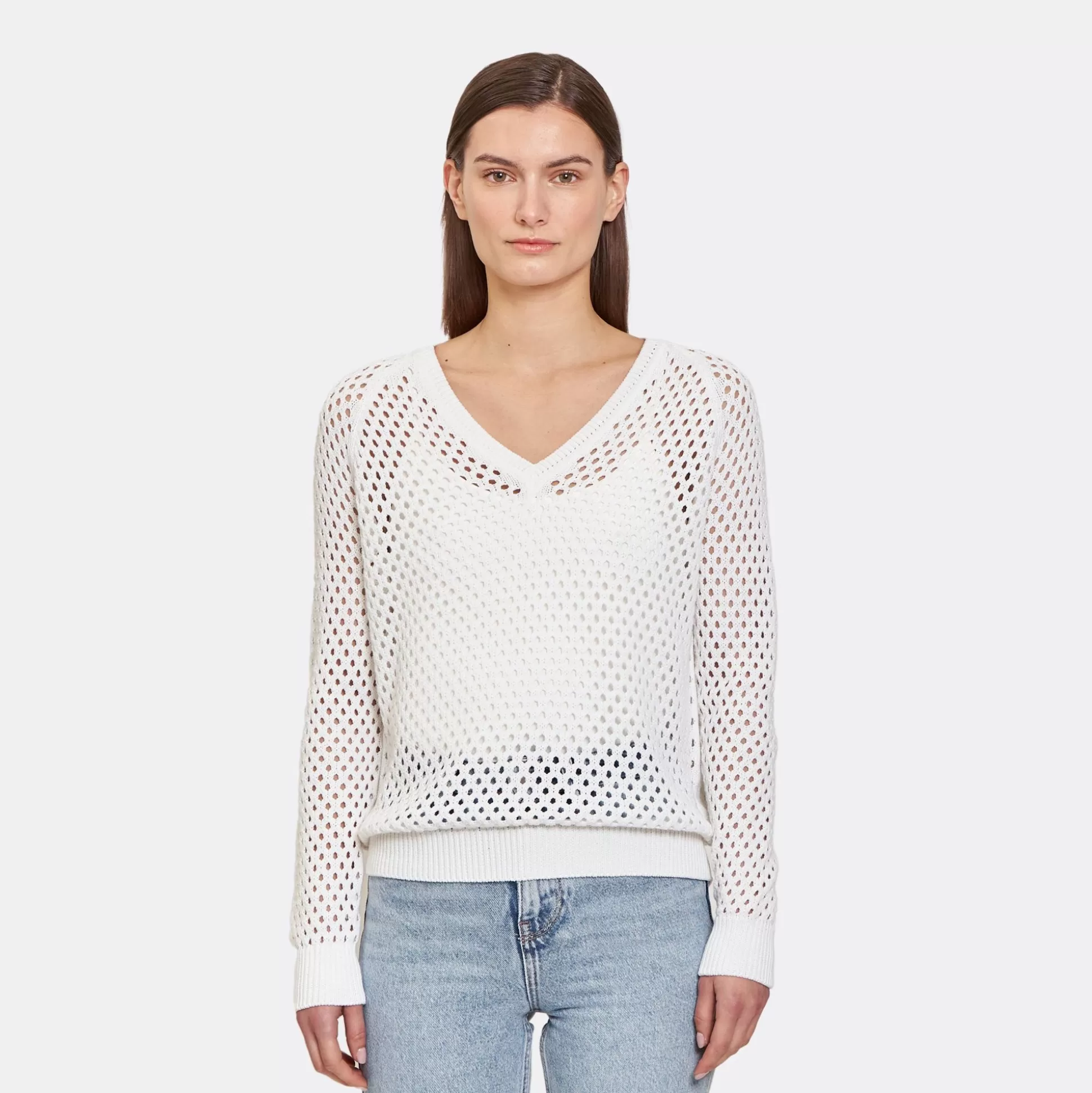 Autumn Cashmere Mesh V In White<Women Sweaters