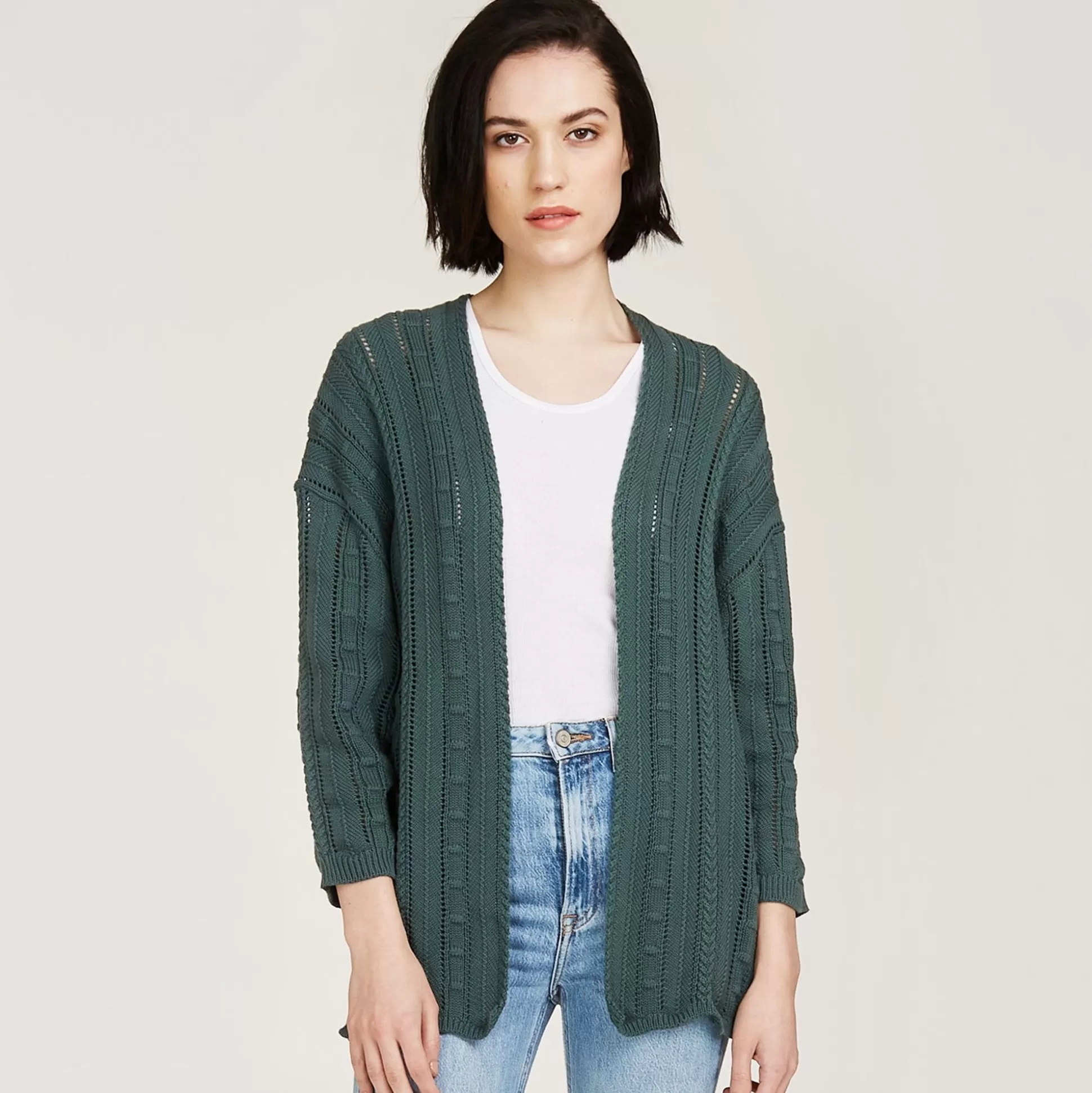 Autumn Cashmere Open Pointelle Duster In Green<Women Cardigans