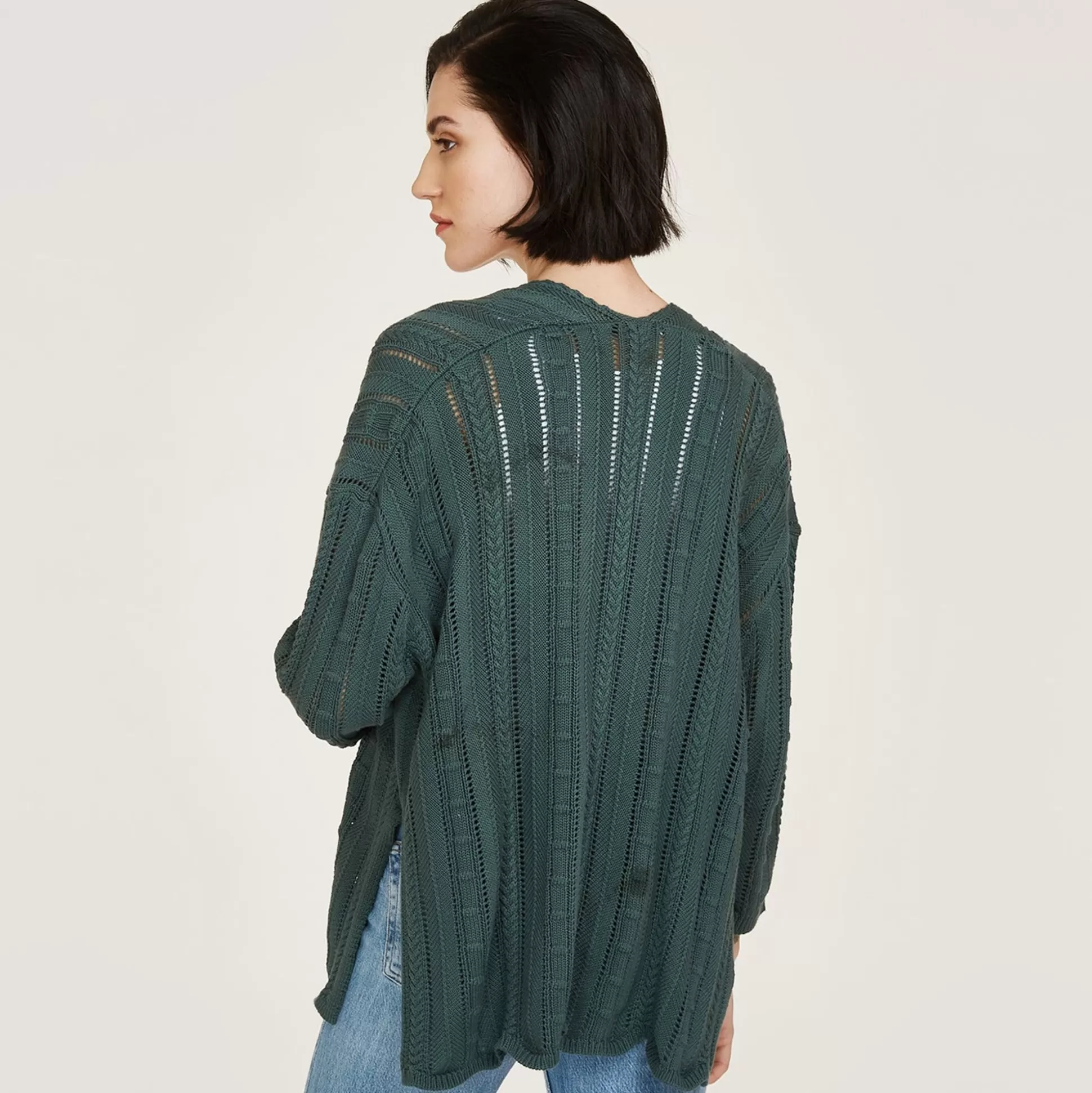 Autumn Cashmere Open Pointelle Duster In Green<Women Cardigans